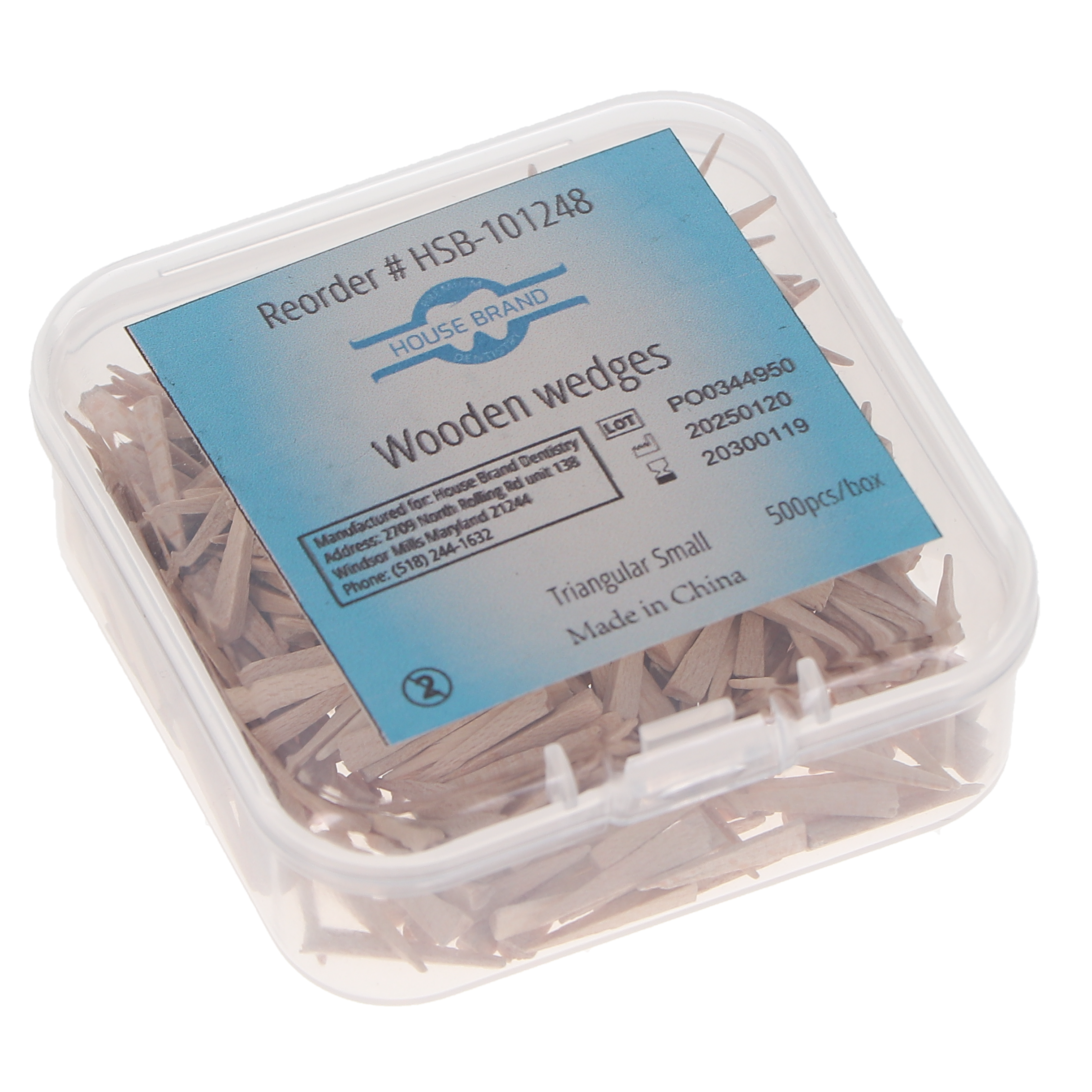 House Brand Dentistry 101248 HSB Dental Matrix Wood Wedges Triangular Small 500/Bx