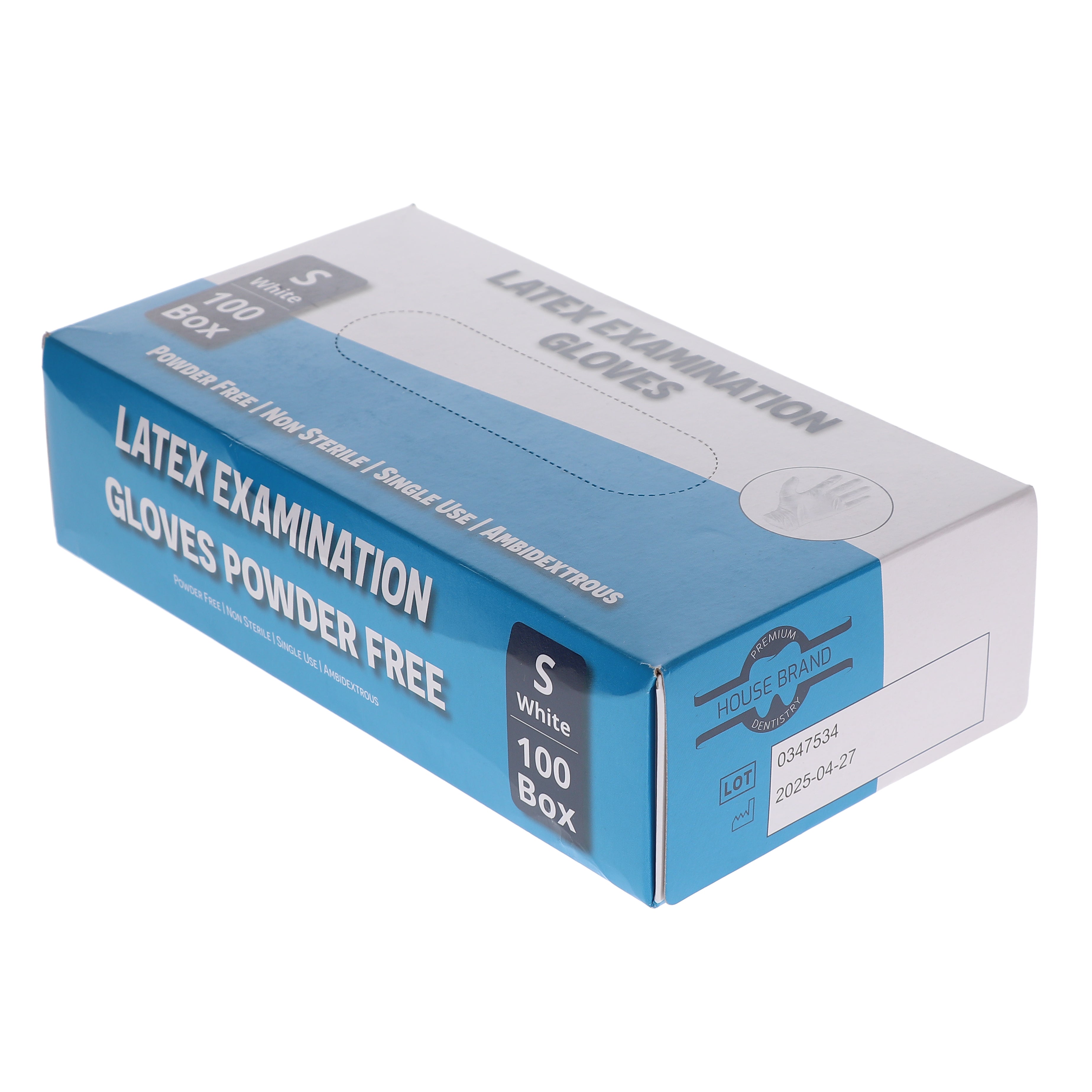 House Brand Dentistry 119151 HSB Latex Exam Gloves Small White Powder Free 100/Bx