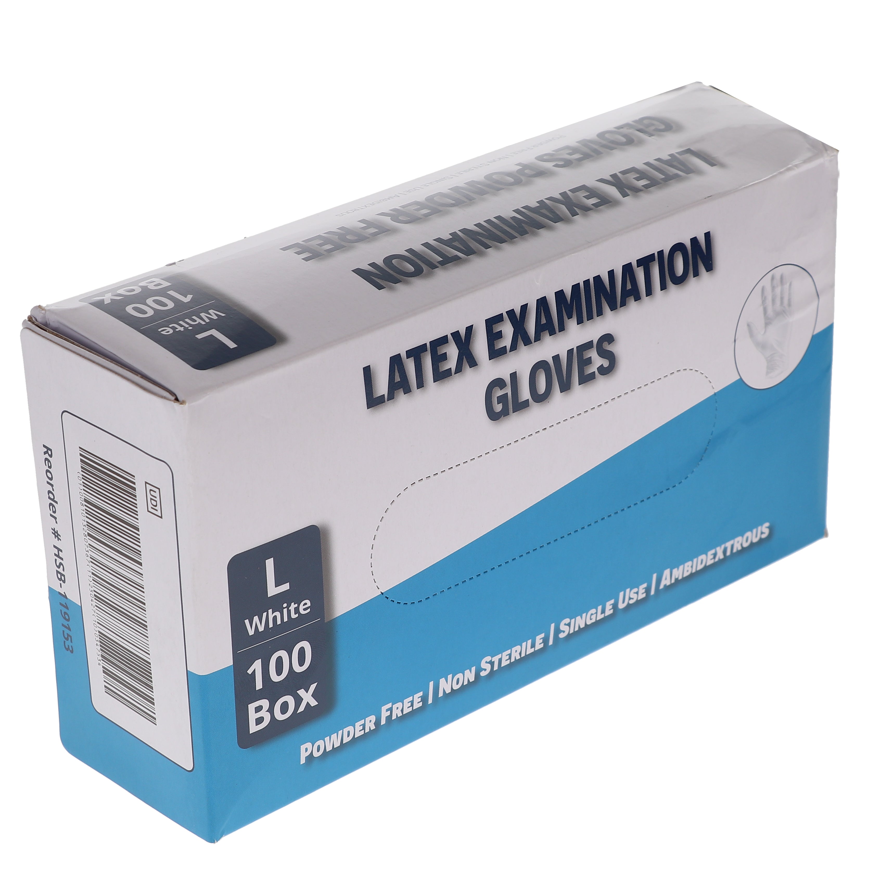 House Brand Dentistry 119153 HSB Latex Exam Gloves Large White 100/Bx