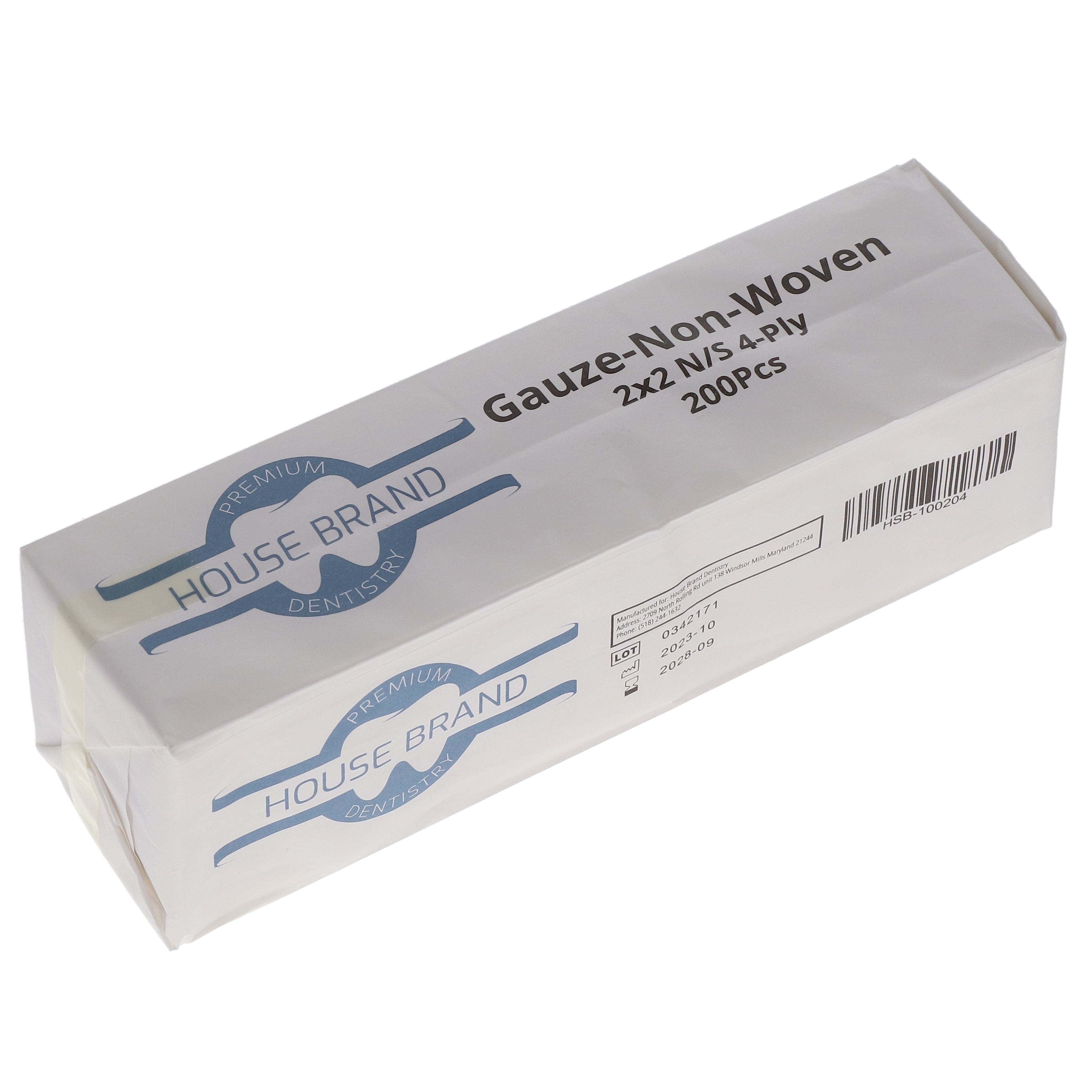 House Brand Dentistry 100204 HSB Gauze Non-Woven 4-Ply 2 X 2 Non-Sterile 4000/Cs