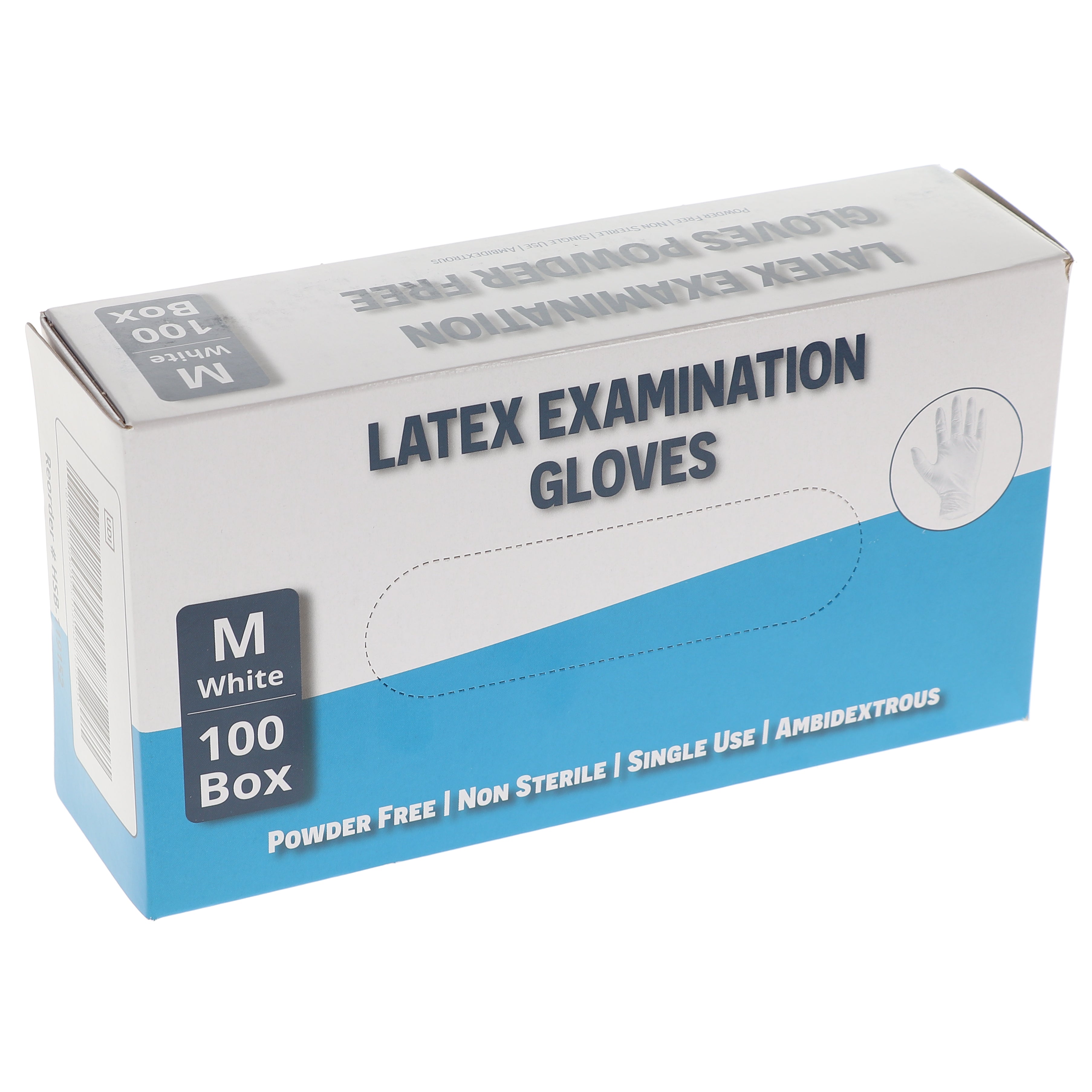 House Brand Dentistry 119152 HSB Latex Exam Gloves Medium White Powder Free 100/Bx