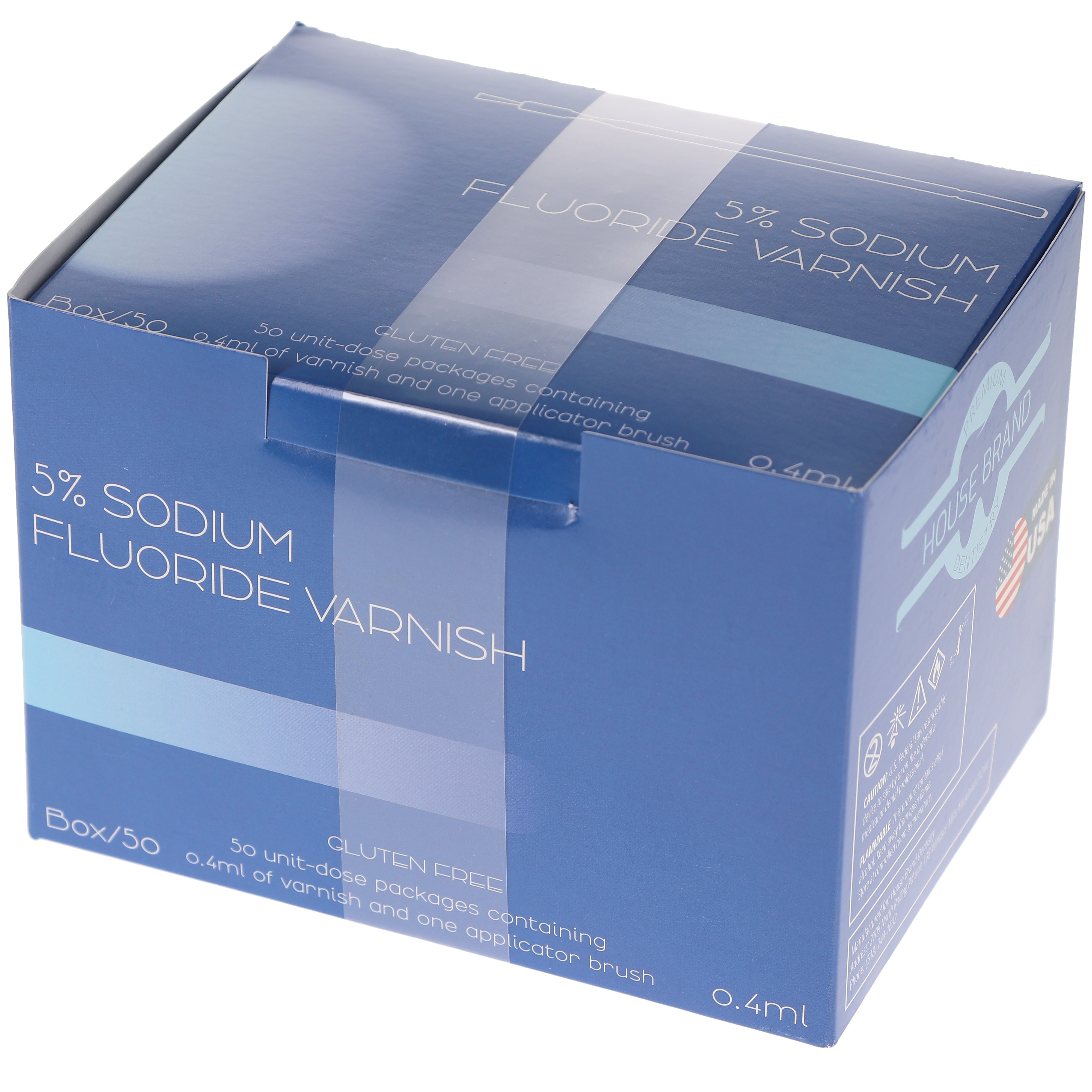 House Brand Dentistry 102061 HSB Fluoride Dental Varnish Caramel 50/Bx 0.40 mL