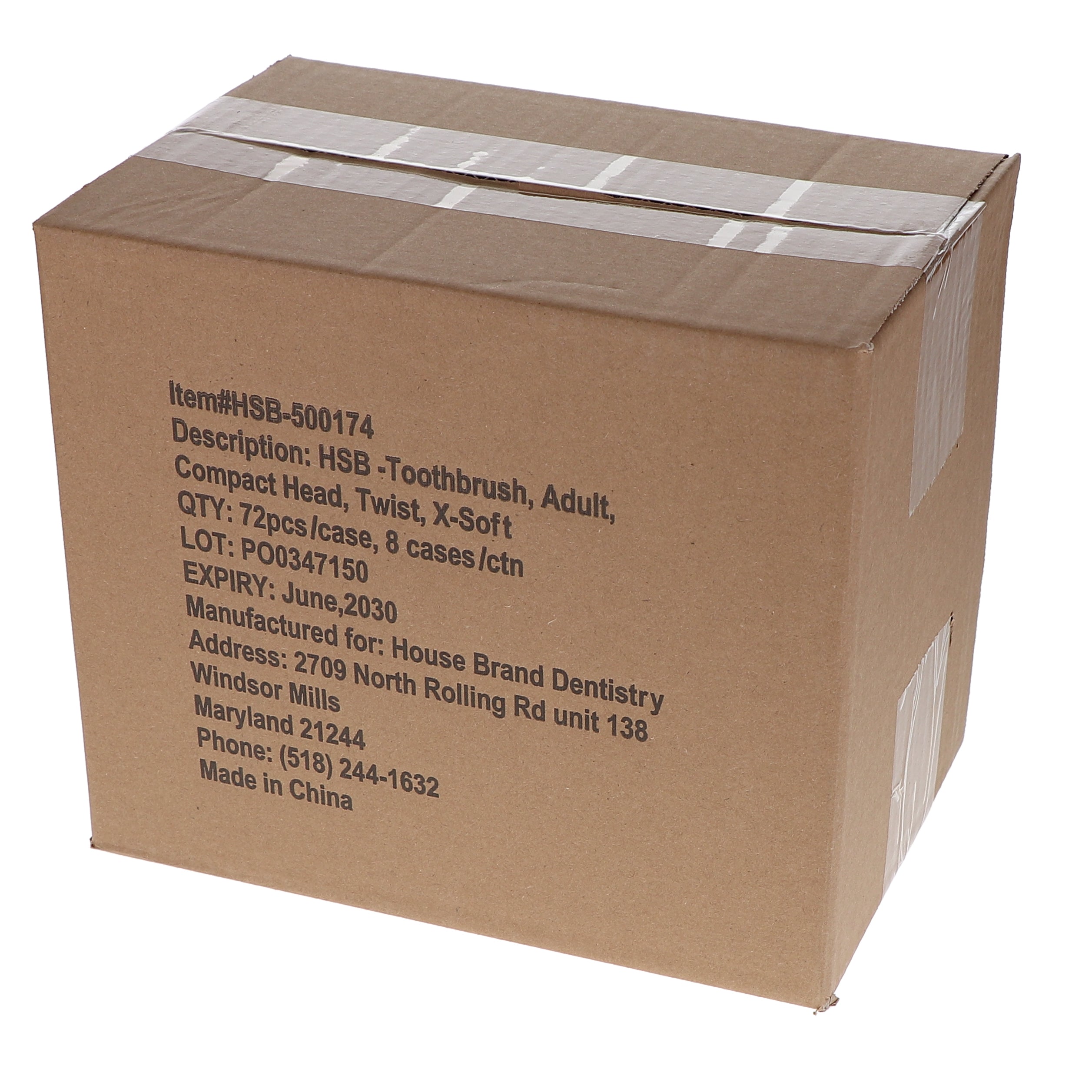 House Brand Dentistry 500174 HSB Adult Toothbrushes Compact Head Twist Extra Soft 25 Tuft 72/Pk