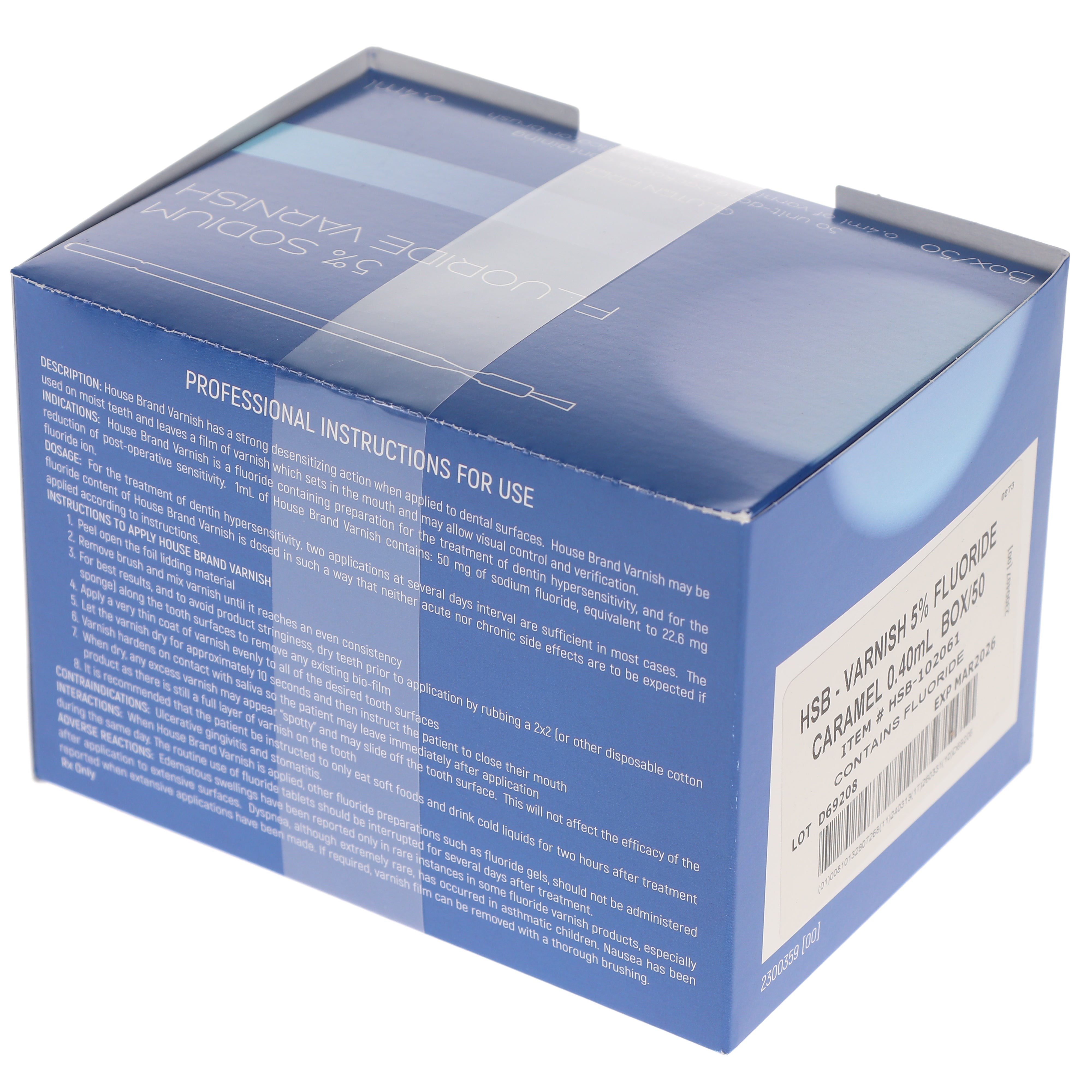 House Brand Dentistry 102061 HSB Fluoride Dental Varnish Caramel 50/Bx 0.40 mL
