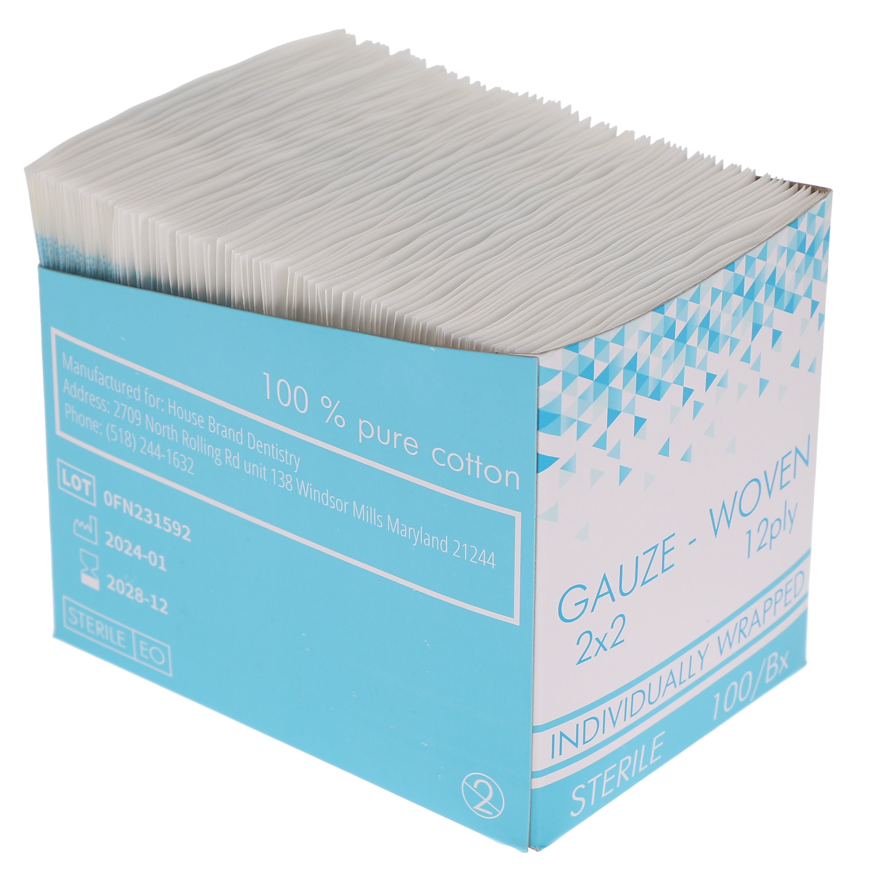 House Brand Dentistry 100231 HSB Woven Gauze Pads 2