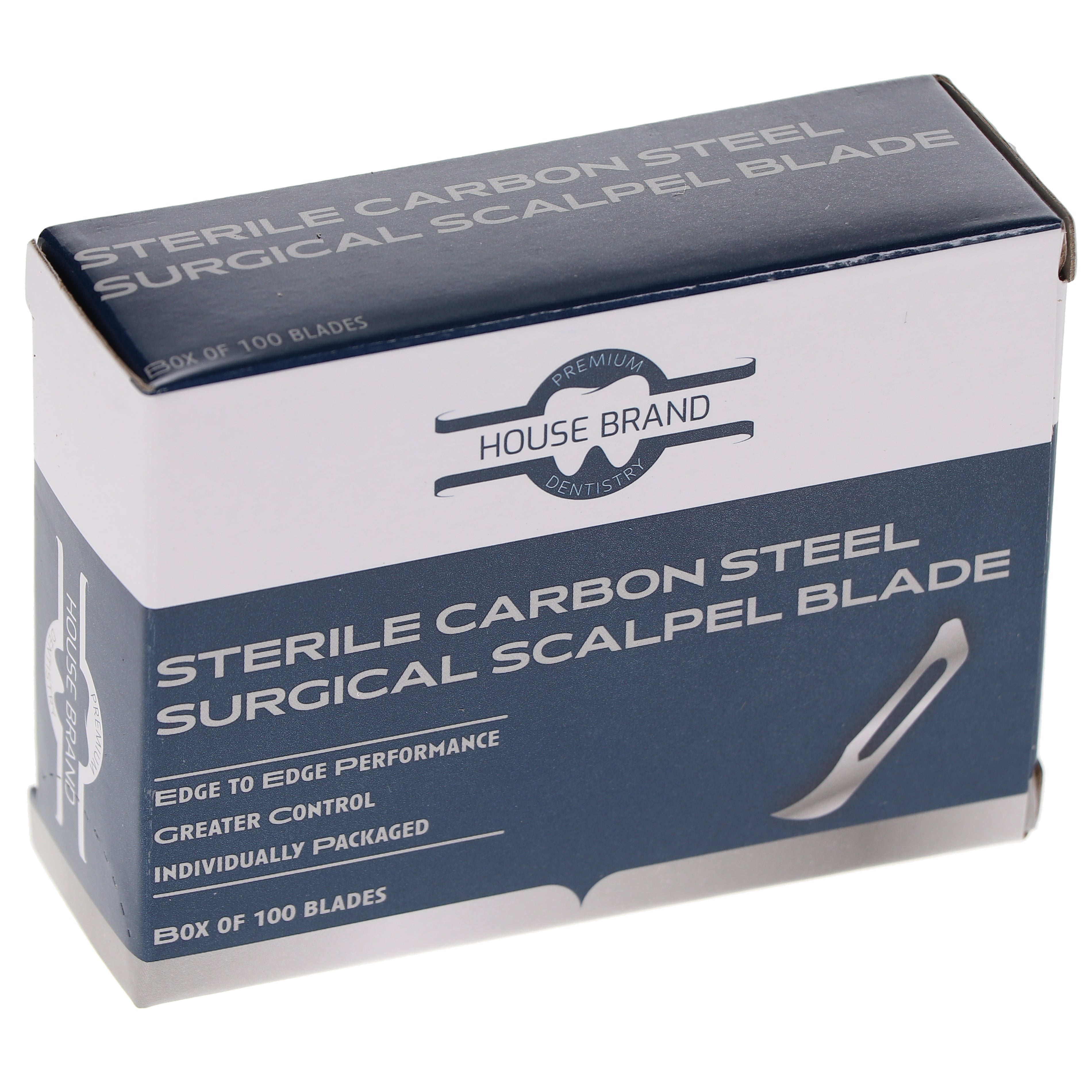 House Brand Dentistry 103104 HSB #15C Sterile Carbon Steel Surgical Scalpel Blades 100/Pk