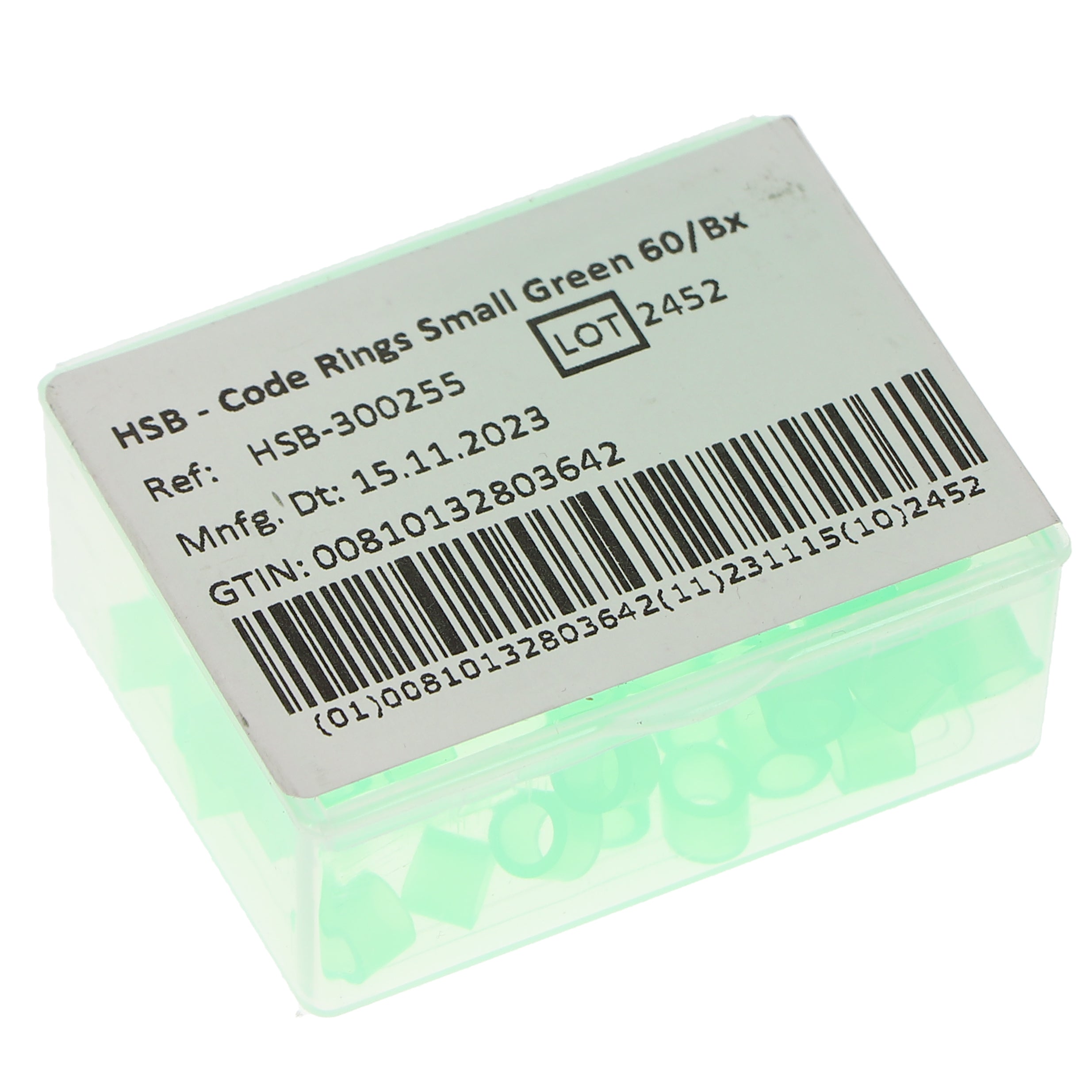 House Brand Dentistry 300255 HSB Color Coded Instrument Rings Small Green 60/Bx