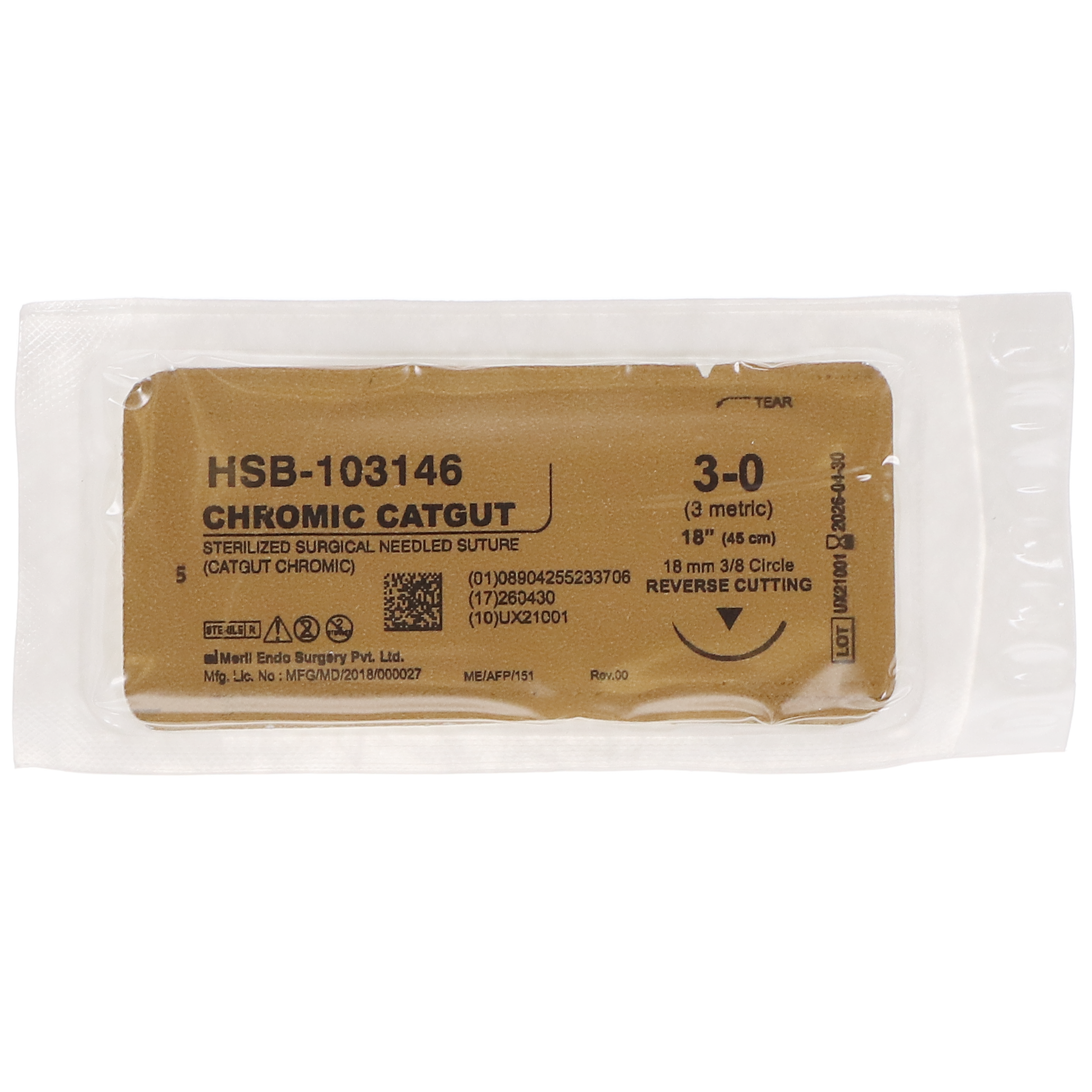 House Brand Dentistry 103146 Catgut Chromic Sutures C-6 3/0 18