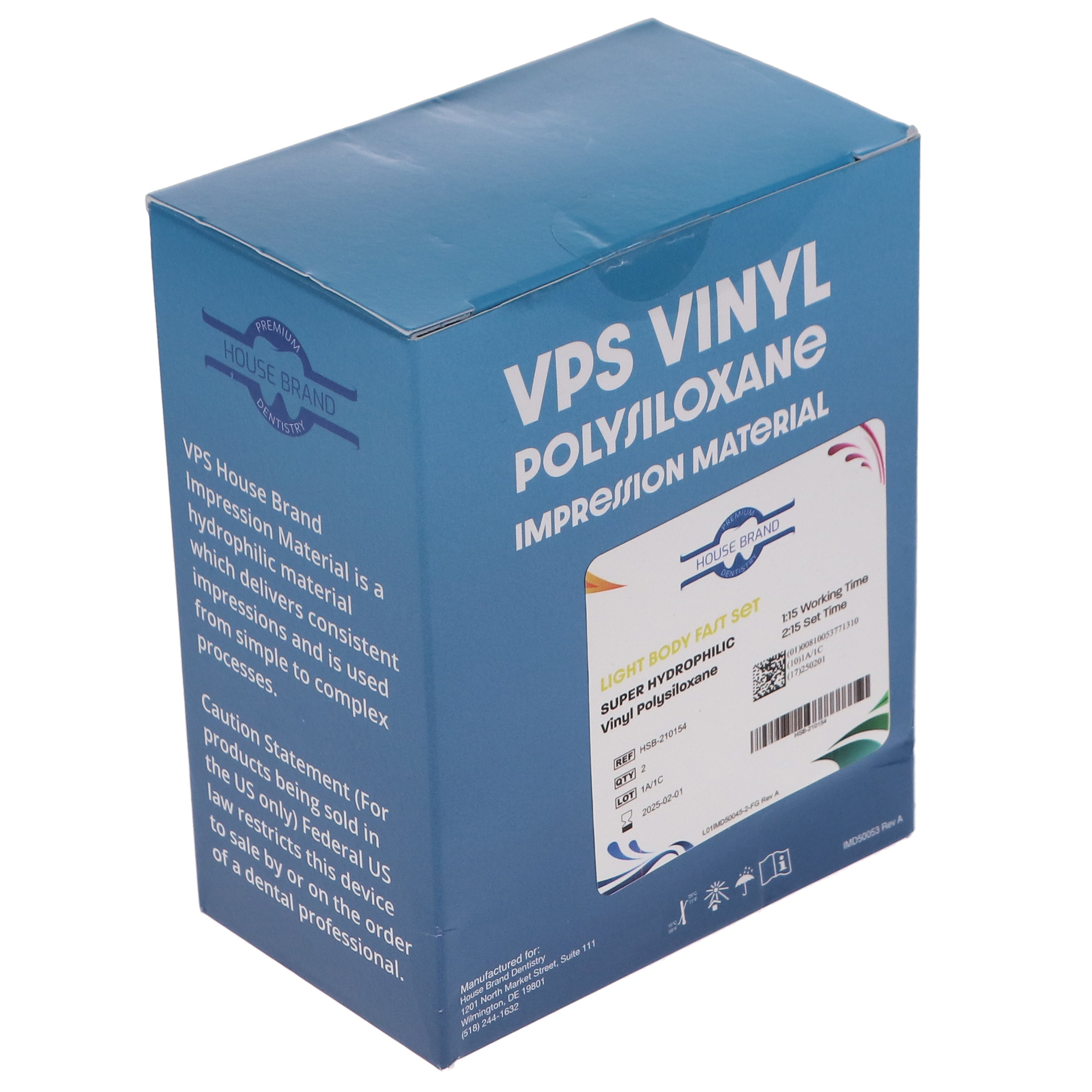 House Brand Dentistry 210154 VPS Impression Material Light Body Fast Set 2/Pk