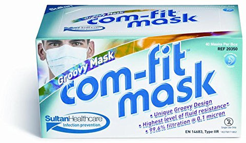 Sultan 20350 Com-Fit Groovy Earloop Mask Highest Fluid Resistant 40/Bx
