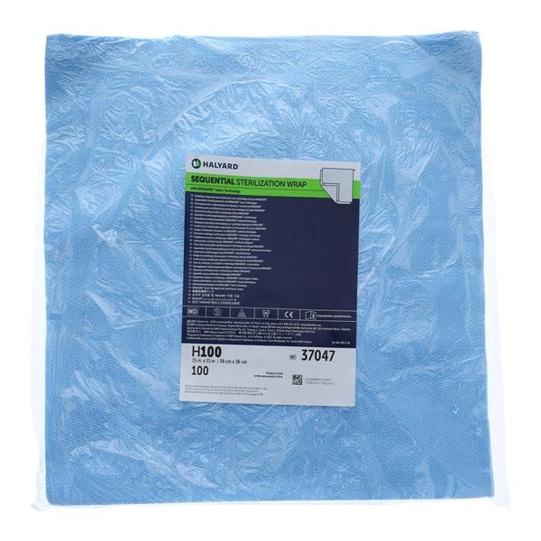 Halyard 37047 CSR Sterilization Wraps 15" x 15" SMS Fabric 100/Pk MVP