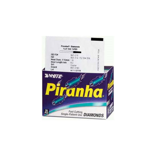 SS White 10839-014M Piranha FG Friction Grip End Cutting Safe Side Medium Grit Diamond Burs 25/Pk