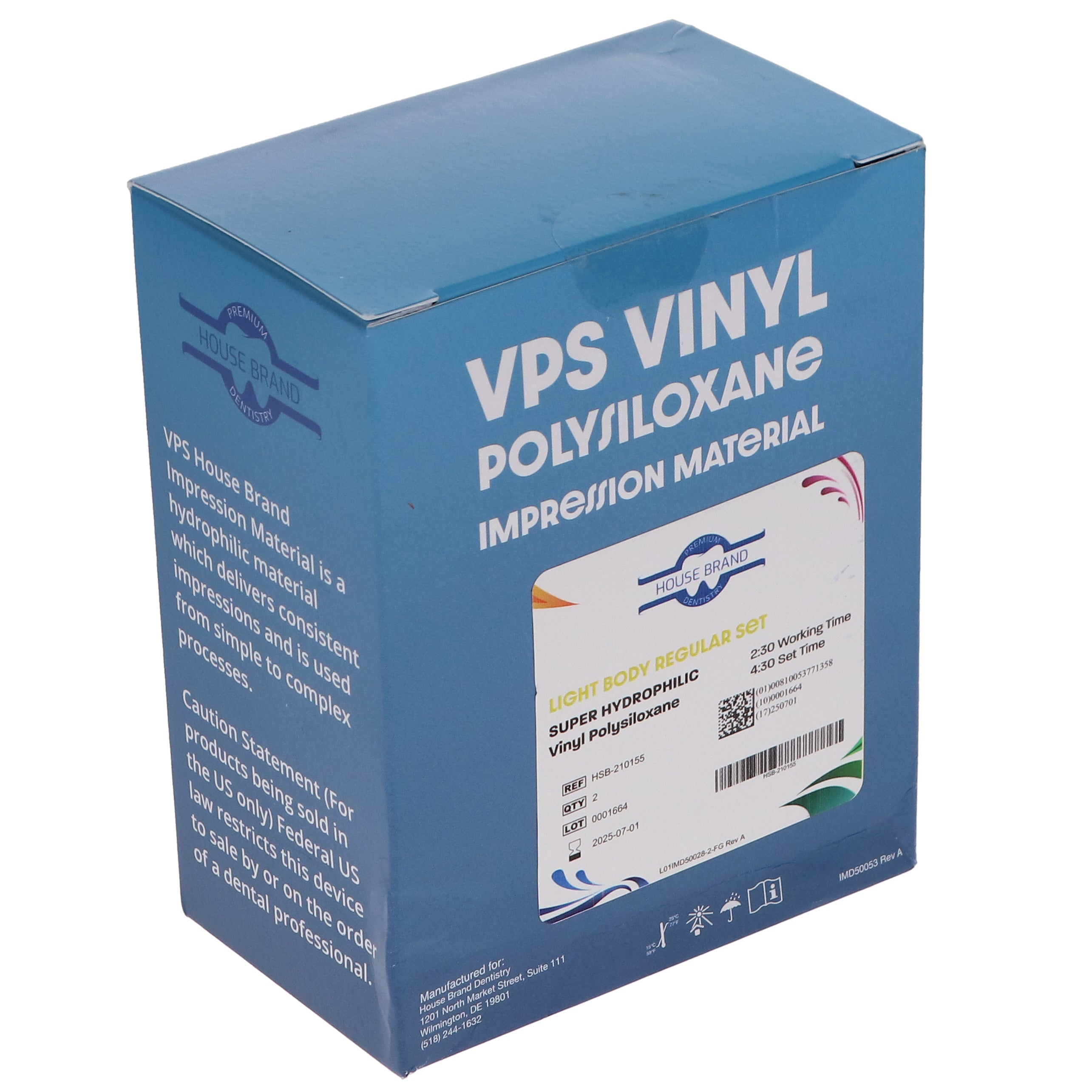 House Brand Dentistry 210155 VPS Impression Material Light Body Regular Set 2/Pk