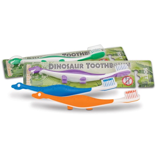 Practicon 7045269 Smilegoods Y301 Dinosaur Child Toothbrushes Soft Bristles 72/Bx