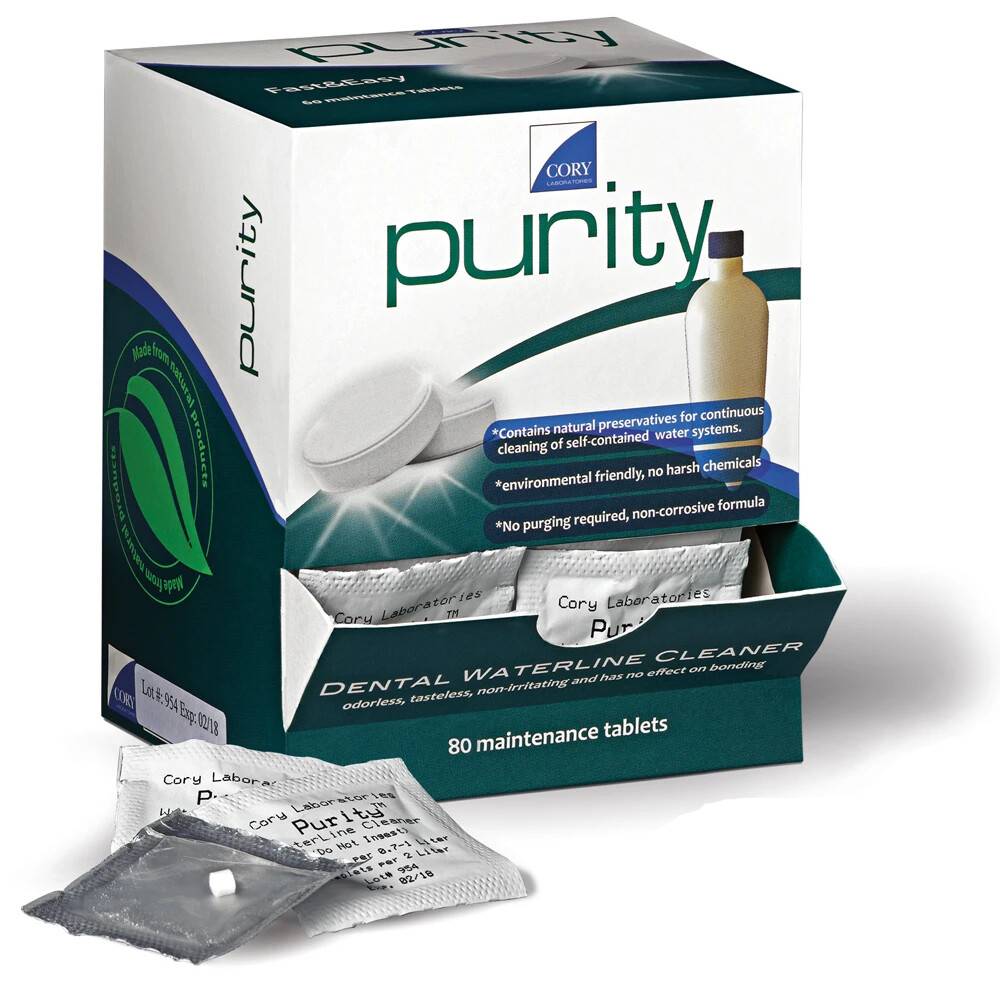 Cory Laboratories PRT80 Purity Dental Unit Waterline Cleaner Odorless Tasteless Nonirritating 80/Bx