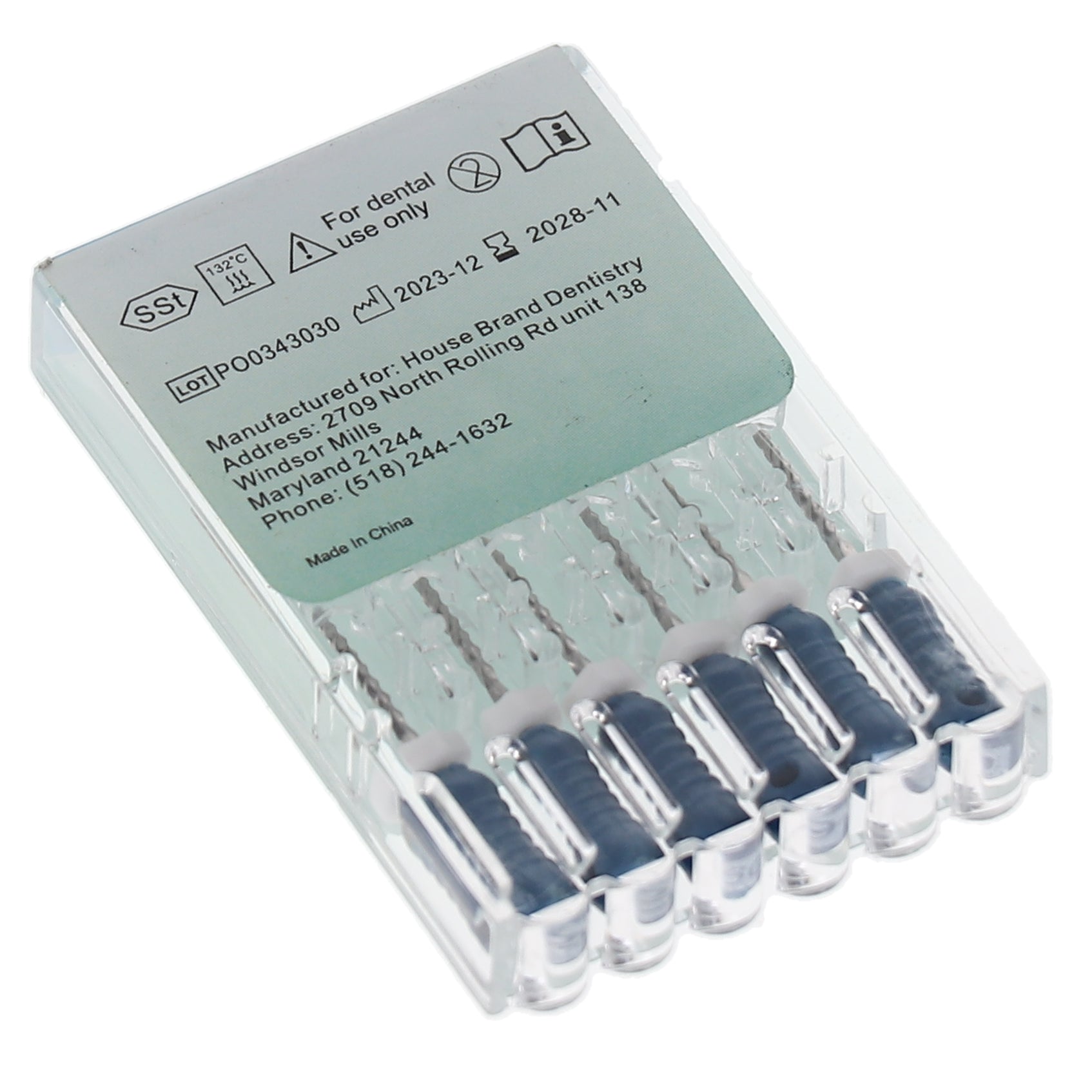 House Brand Dentistry 400114 HSB Endodontic K-Files 21mm #60 Blue Stainless Steel 6/Pk