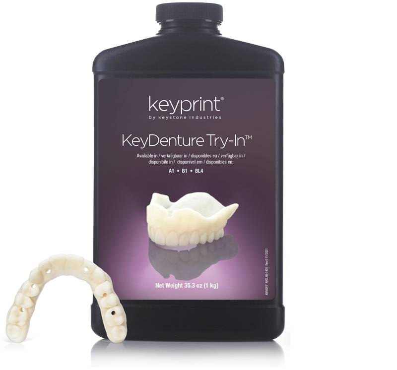 Keystone 4220401 KeyPrint KeyDenture Try-In Biocompatible 3D Printing Resin A1 1KG
