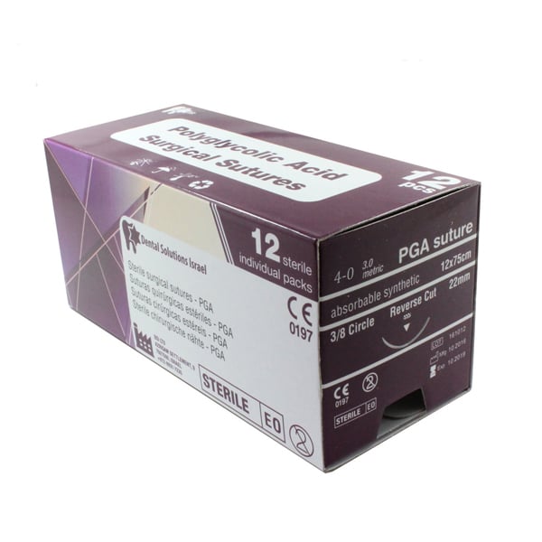 DSI DS-PGA40 Polyglycolic Absorbable Braided Coated Violet Synthetic Sterile Sutures 4/0 30
