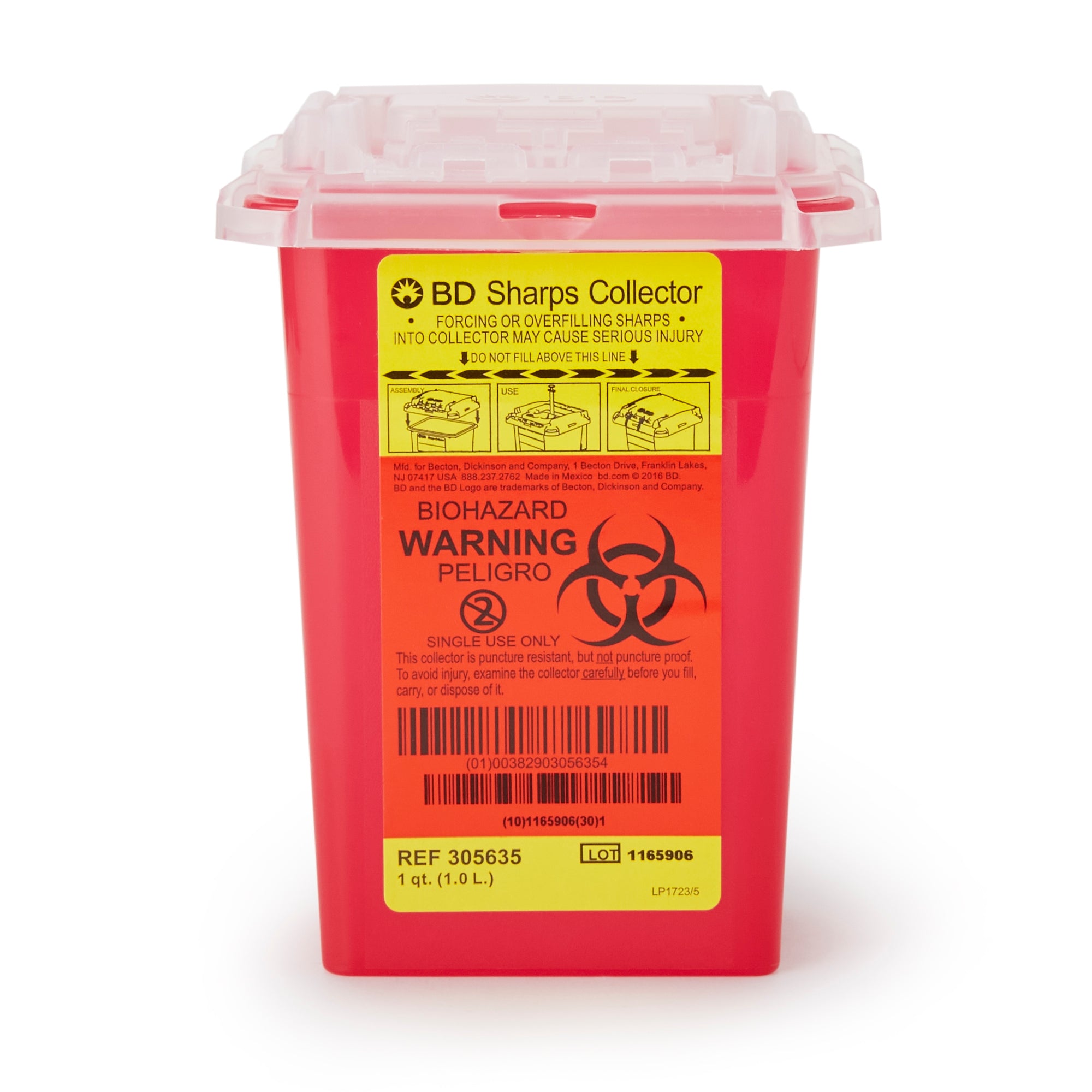 Becton-Dickinson 305635 BD Sharps Collector Red Base 1 Quart