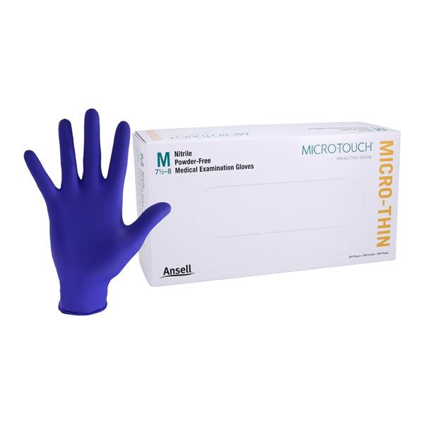 Ansell Perry 6034312 Micro-Touch Micro-Thin Nitrile Exam Gloves Medium PF 300/Bx