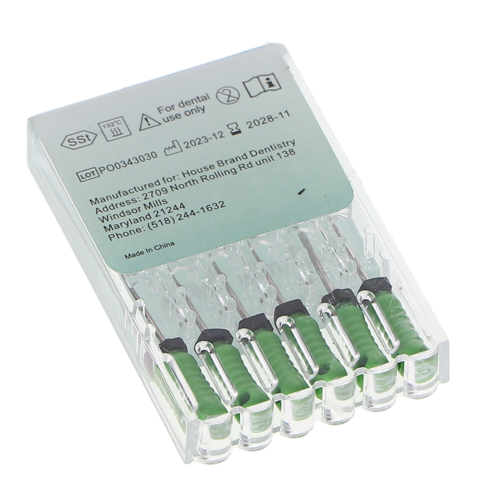 House Brand Dentistry 400142 HSB Endodontic K-Files 31mm #35 Green Stainless Steel 6/Pk