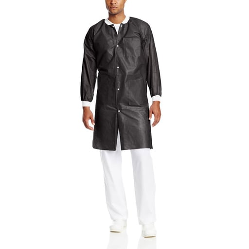 ValuMax 3660BKS Extra-Safe Lab Coats Black Small 10/Pk