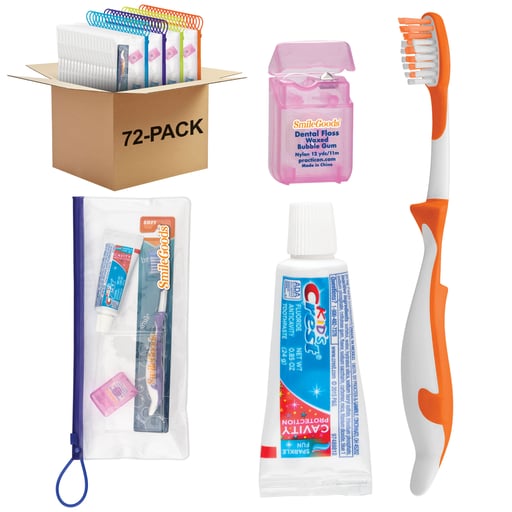 Practicon 10-1730 Smilegoods Child Patient Pak Toothbrush Floss Toothpaste 72/Pk