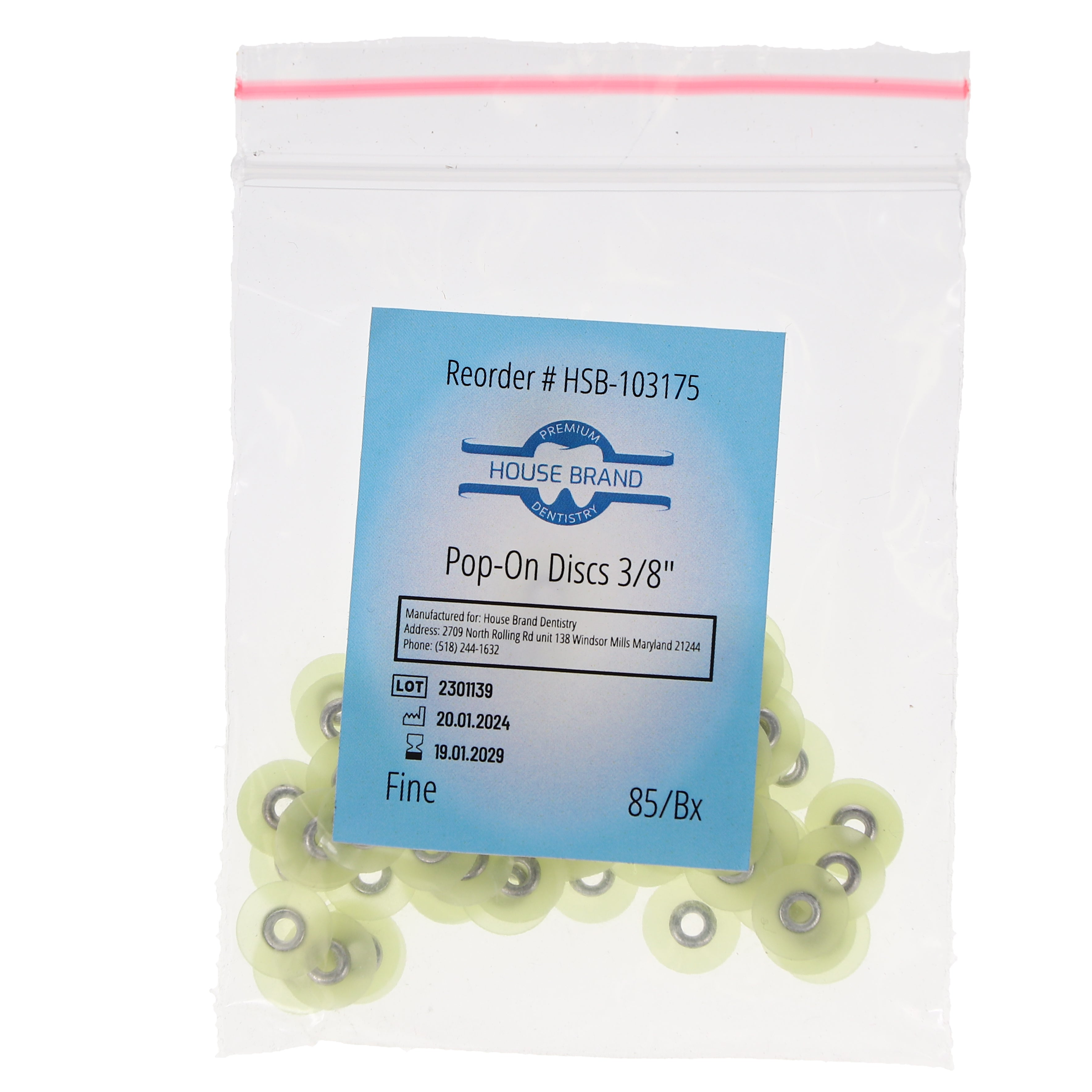 House Brand Dentistry 103175 HSB Pop-On Finishing & Polishing Discs 3/8