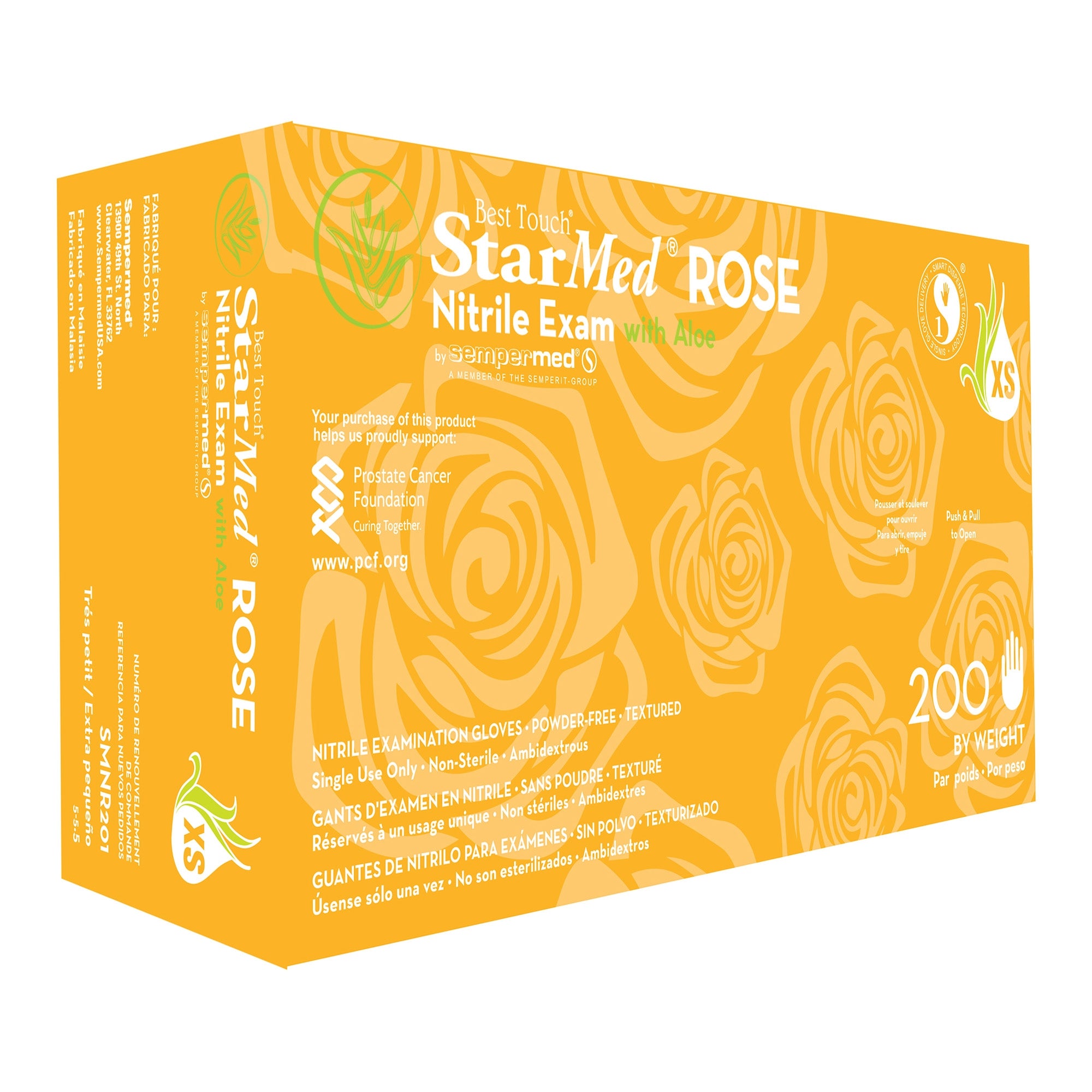 Sempermed SMNR201 Starmed Rose Nitrile Exam Gloves Extra Small With Aloe & Vitamin E 200/Bx