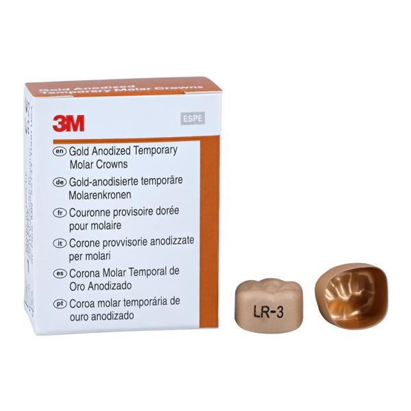 3M Solventum 940343 Unitek Crowns Gold Anodized 1st Molar #3 Lower Right 5/Bx