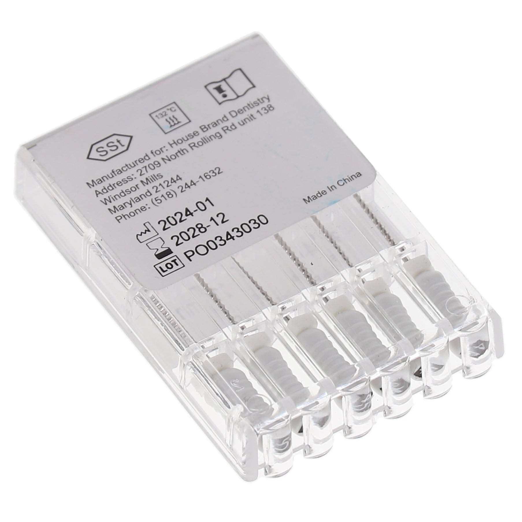 House Brand Dentistry 400209 HSB K-Files Flex-Type 21mm #45 White Stainless Steel 6/Pk