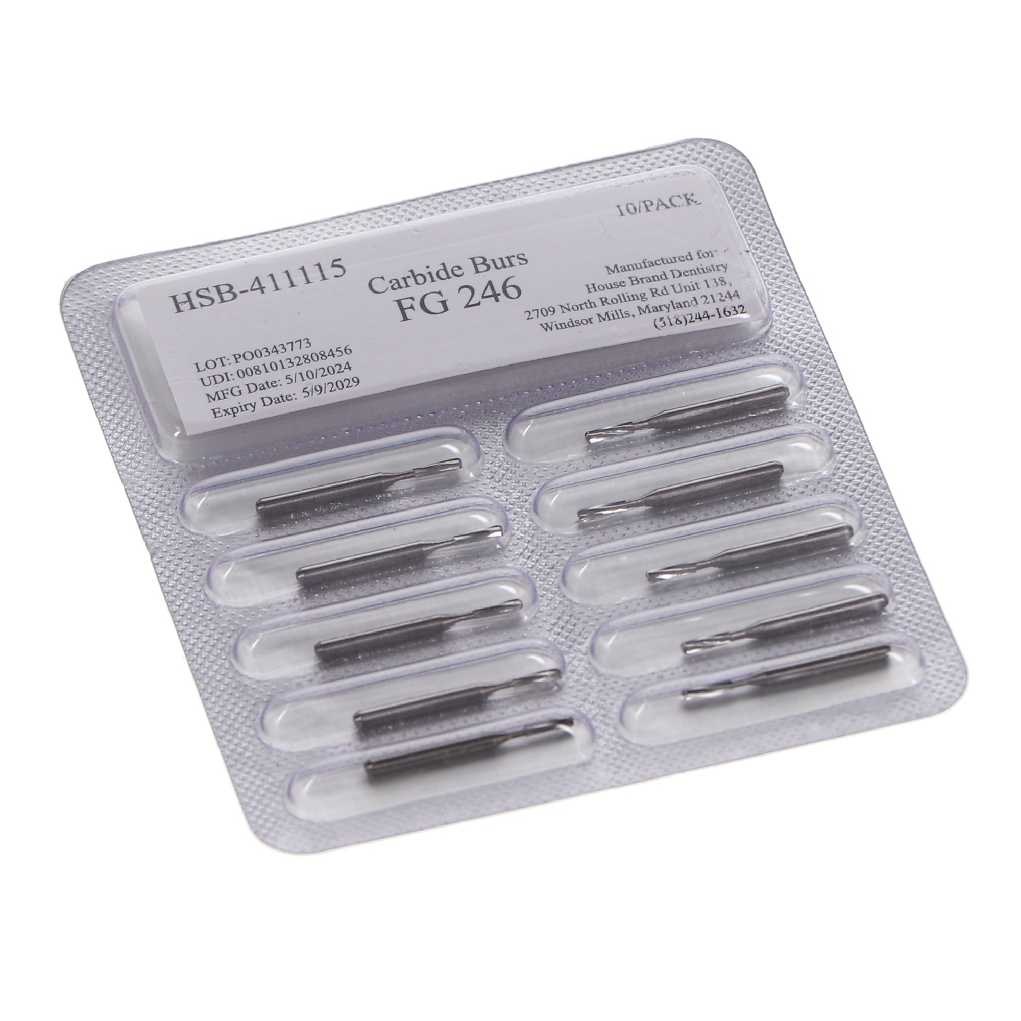 House Brand Dentistry 411115 HSB FG #246 Amalgam Preparation Carbide Burs 10/Pk