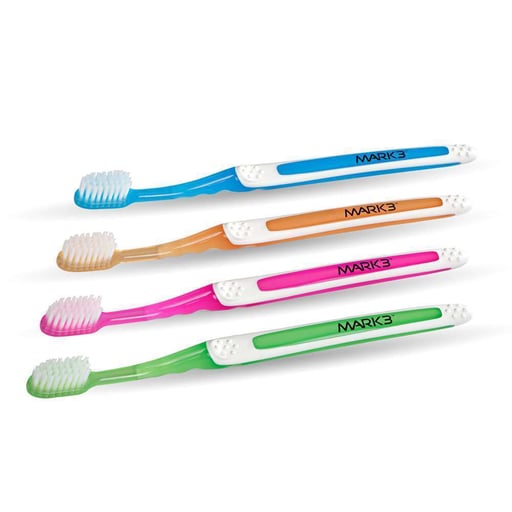 Mark3 8894 Premium Sensitive Compact Head Adult Toothbrushes 32-Tuft Assorted 72/Bx