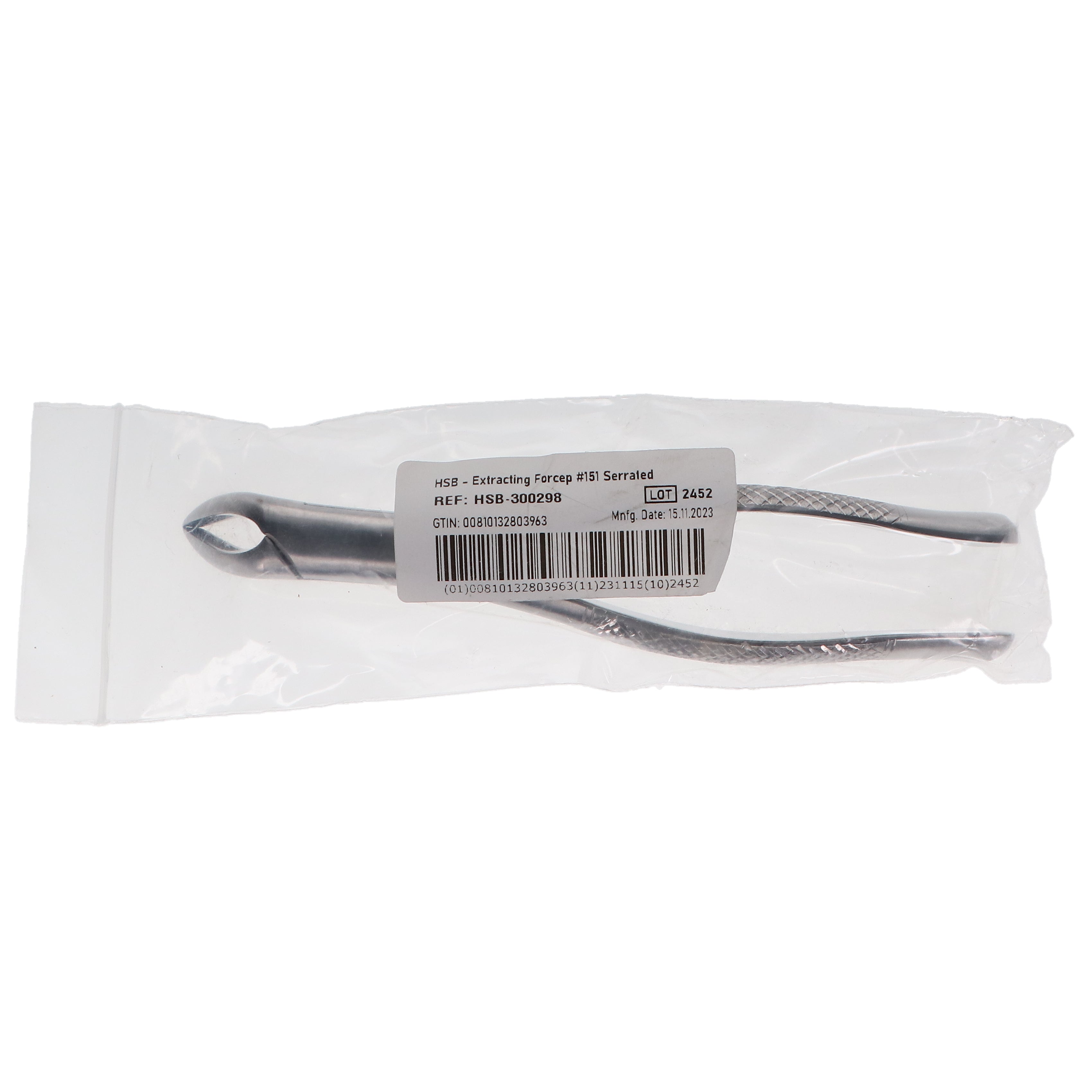 House Brand Dentistry 300298 HSB Dental Extraction Forceps #151 Serrated