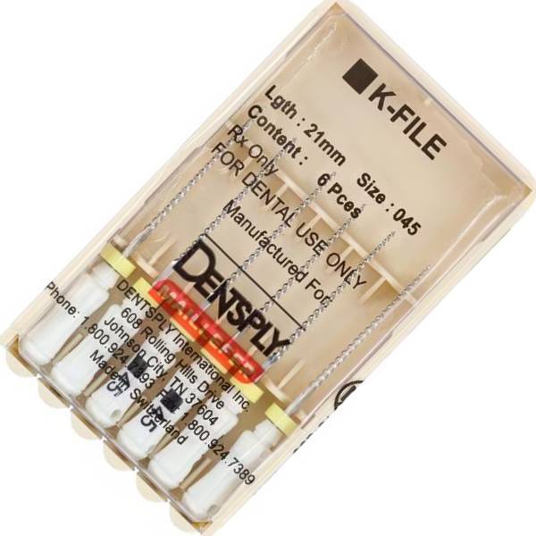 Dentsply Sirona 671108 Endodontic K-Files Stainless Steel #45 21mm 6/Pk