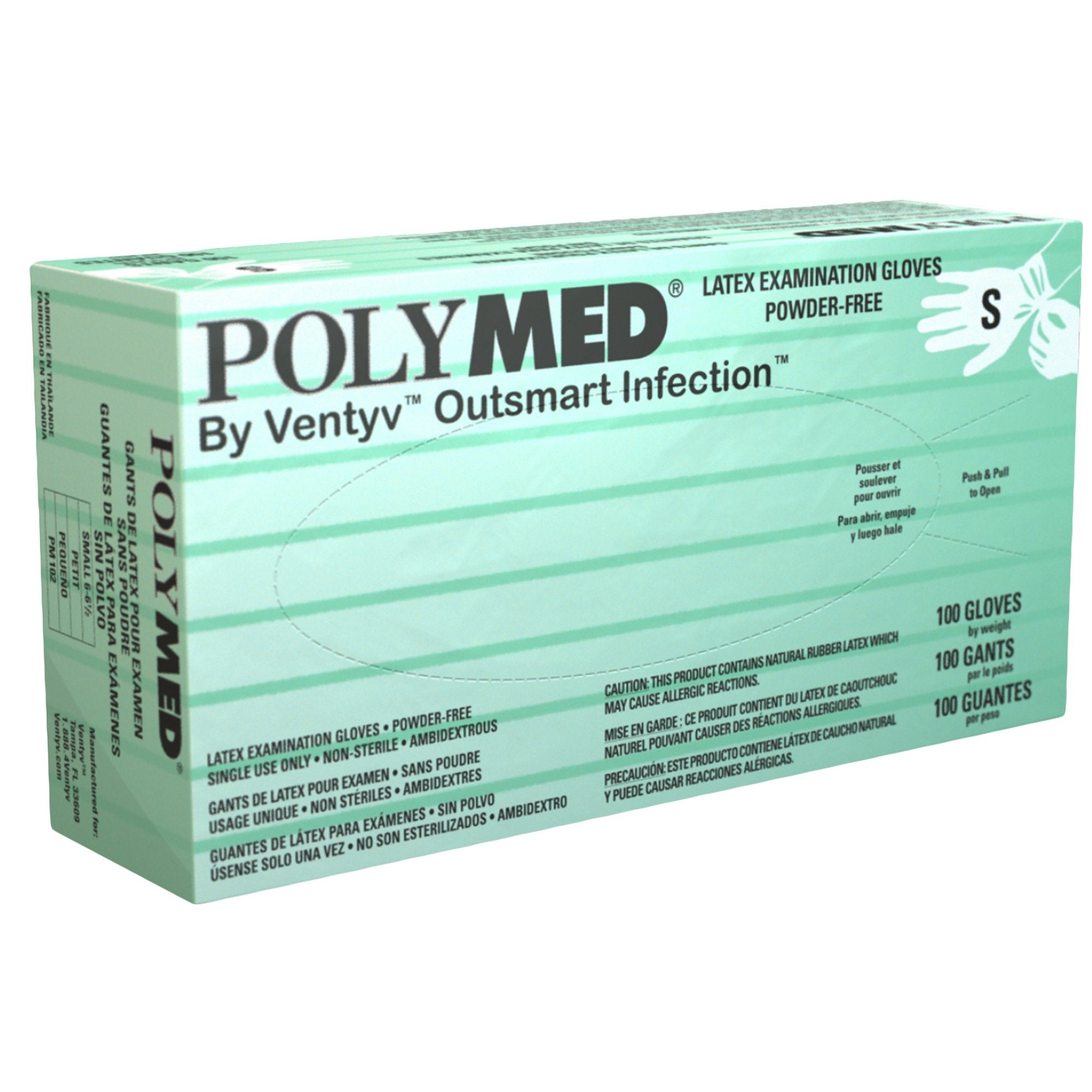 Sempermed PM102 Polymed Latex Exam Gloves Small PF 100/Bx