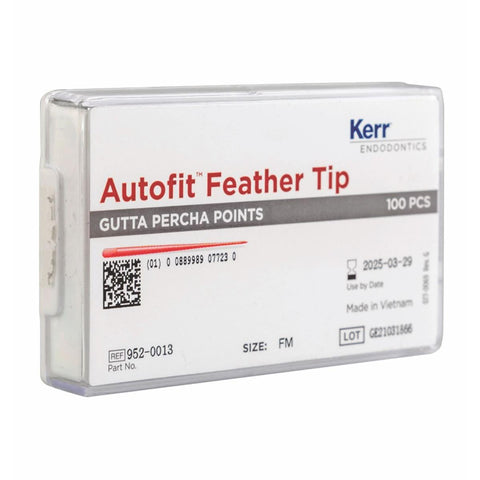 Kerr Dental 952-0013 Autofit Gutta Percha Points Feathered Tip Fine Medium 100/Pk