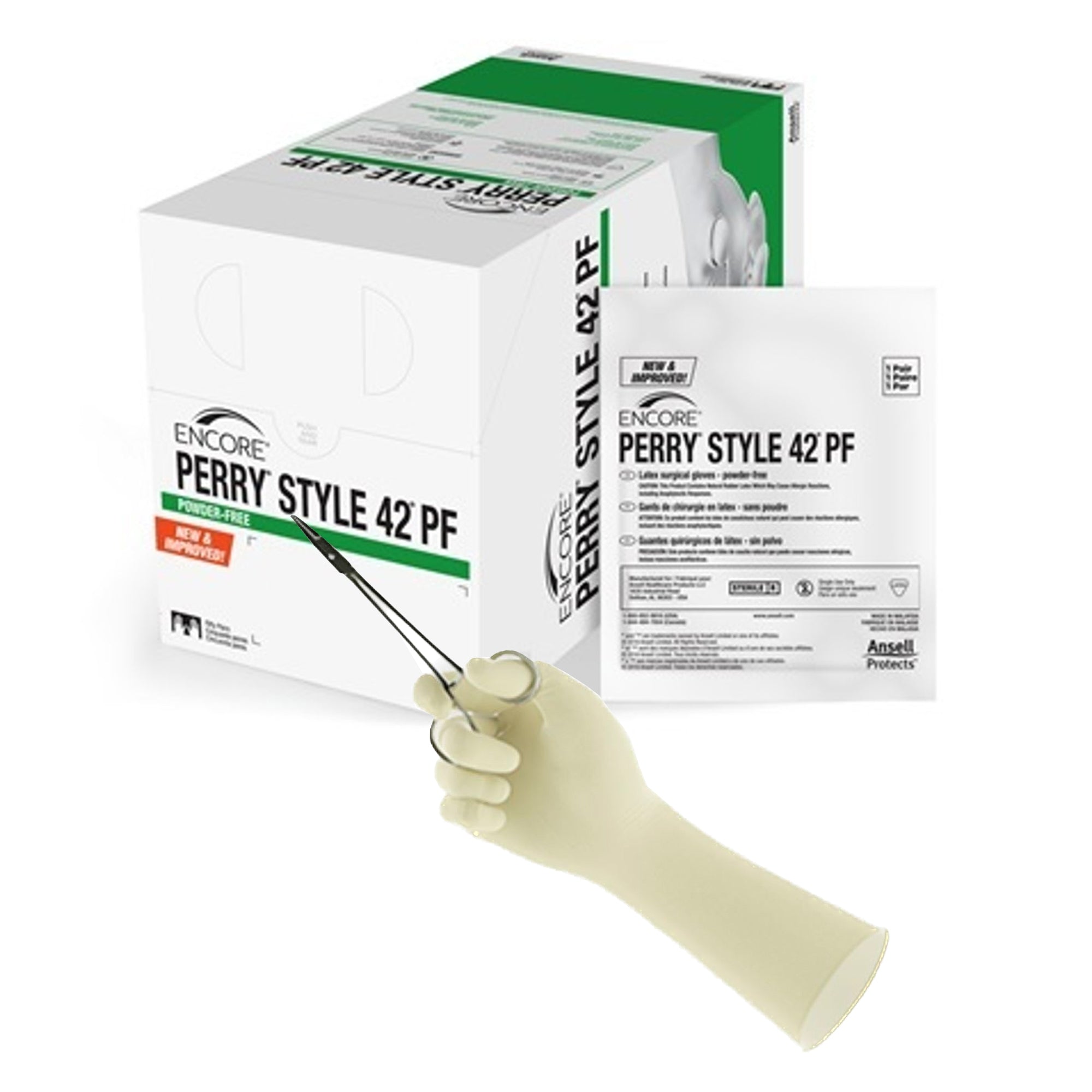 Ansell Perry 5711102PF Encore Style 42 Latex Surgical Gloves Size #6.5 50/Bx