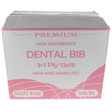 House Brand Dentistry 109233 HSB Dental Patient Bibs 3+1 Ply 13" X 18" Dusty Rose 500/Bx