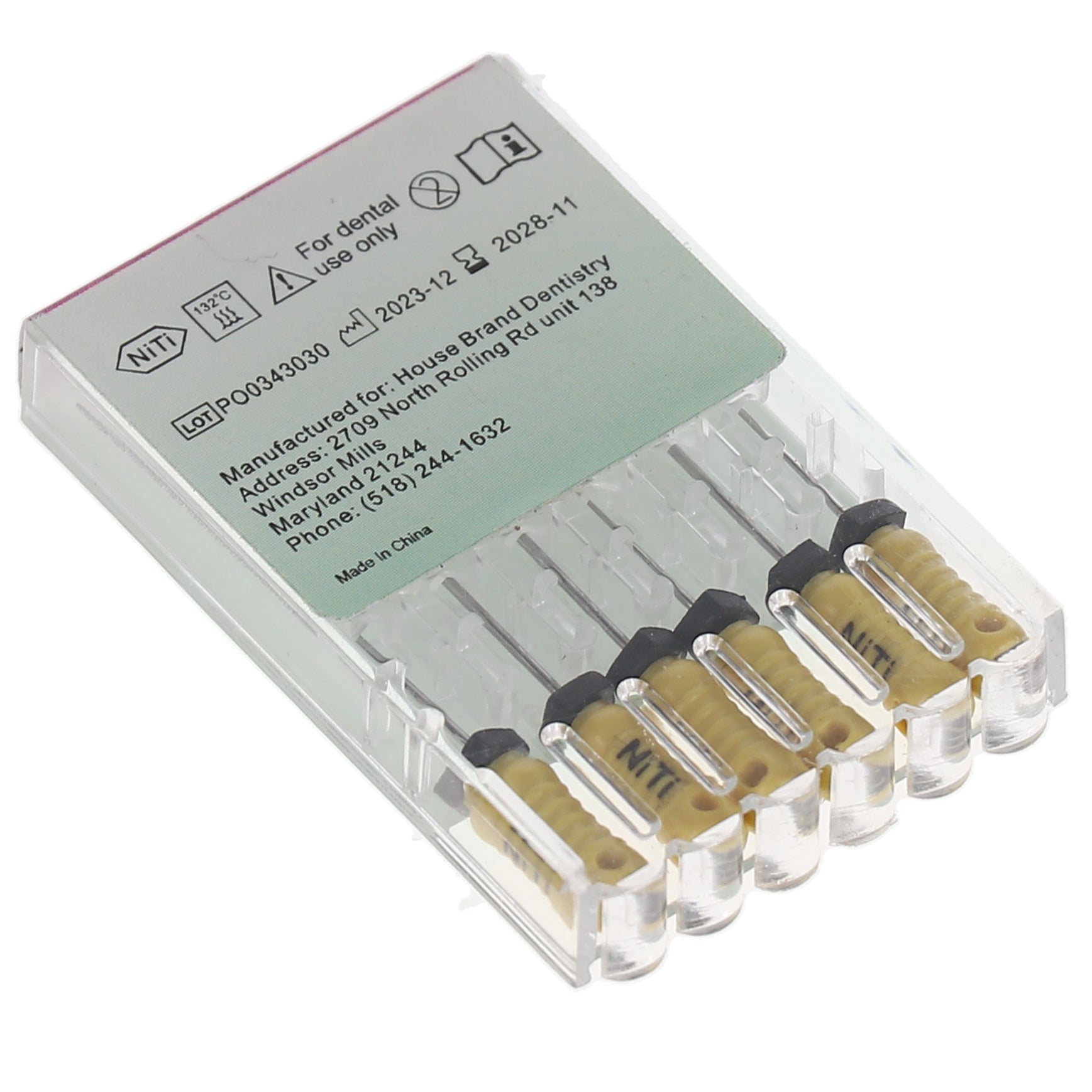 House Brand Dentistry 400336 HSB Endodontic K-Files NiTi 31mm #20 6/Pk