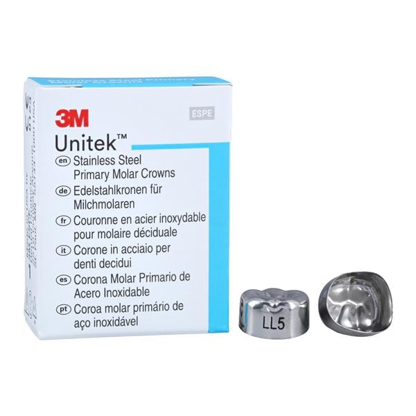3M Solventum 900235 Unitek Stainless Steel Crowns Primary 2nd Molar #5 Lower Left 5/Pk