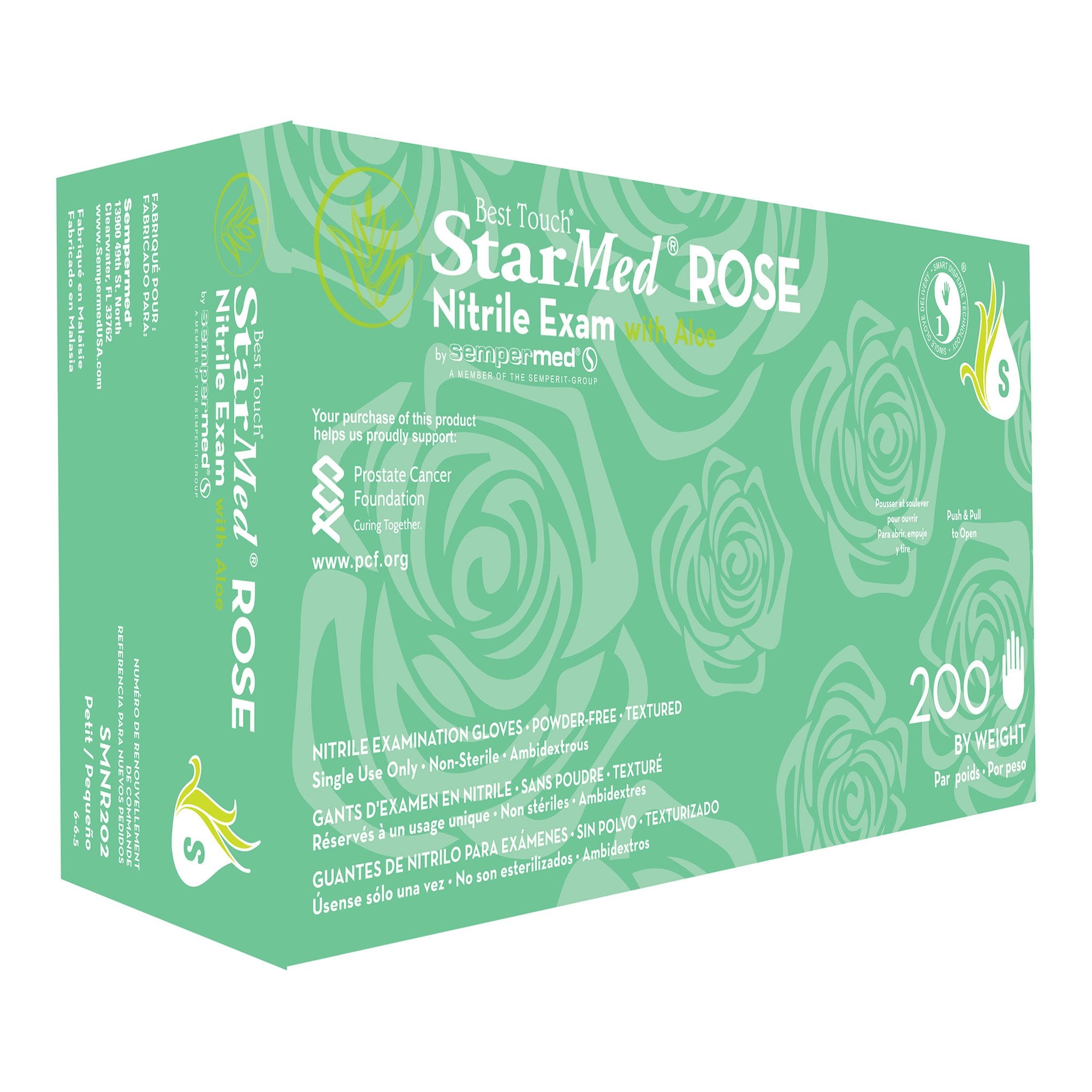 Sempermed SMNR202 Starmed Rose Nitrile Exam Gloves Small Color With Aloe & Vitamin E 200/Bx