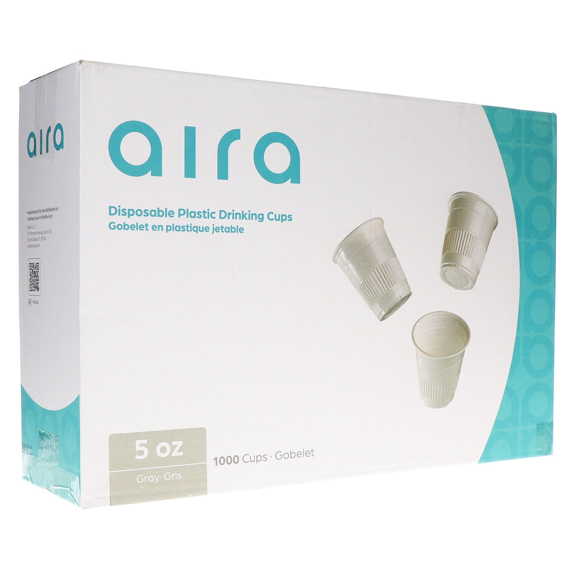 Aira 109256 Plastic Disposable Drinking Cups Gray 1000/Cs 5 Oz