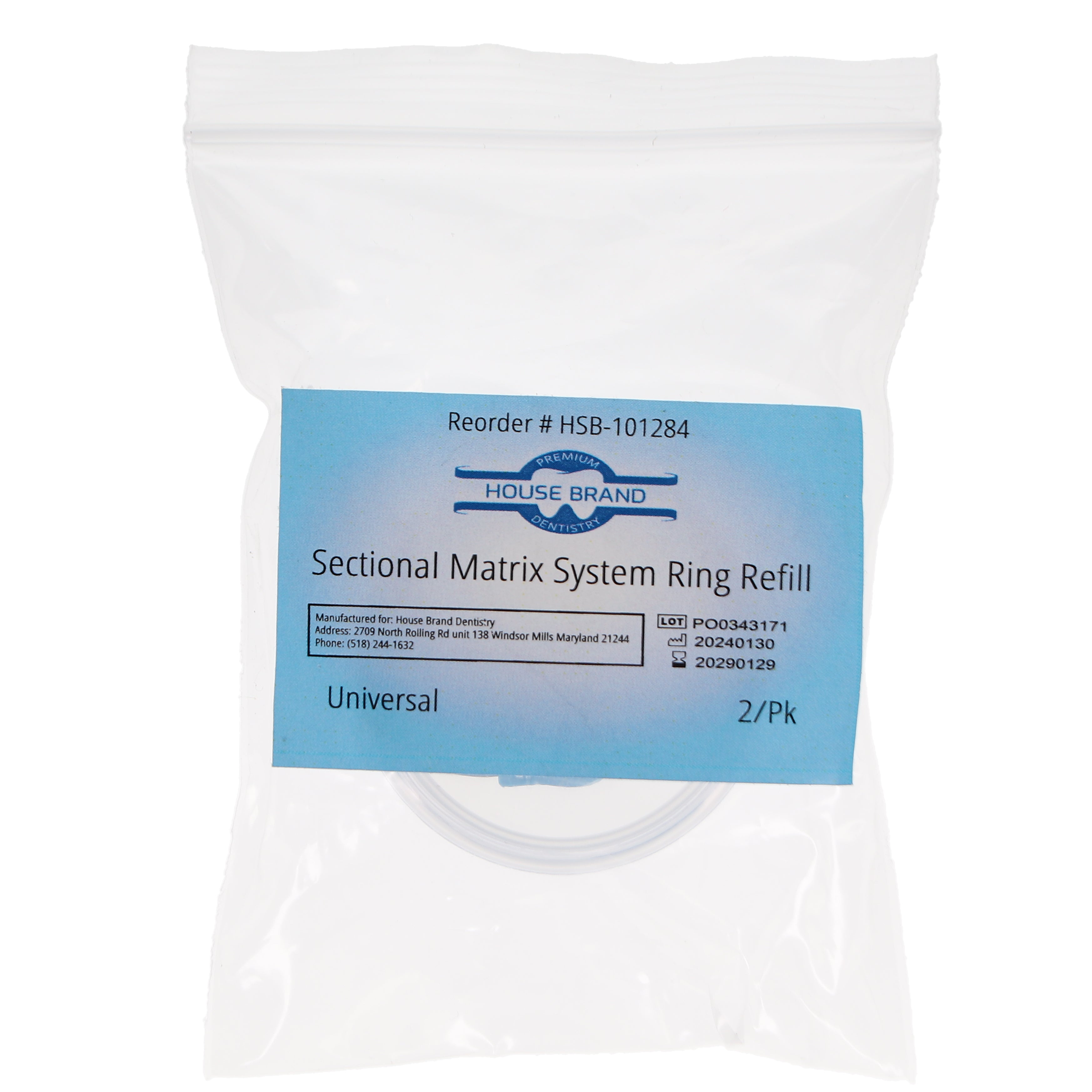 House Brand Dentistry 101284 HSB Sectional Matrix System Rings Universal 2/Pk