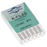 House Brand Dentistry 400103 HSB Endodontic K-Files 21mm #15 White Stainless Steel 6/Pk