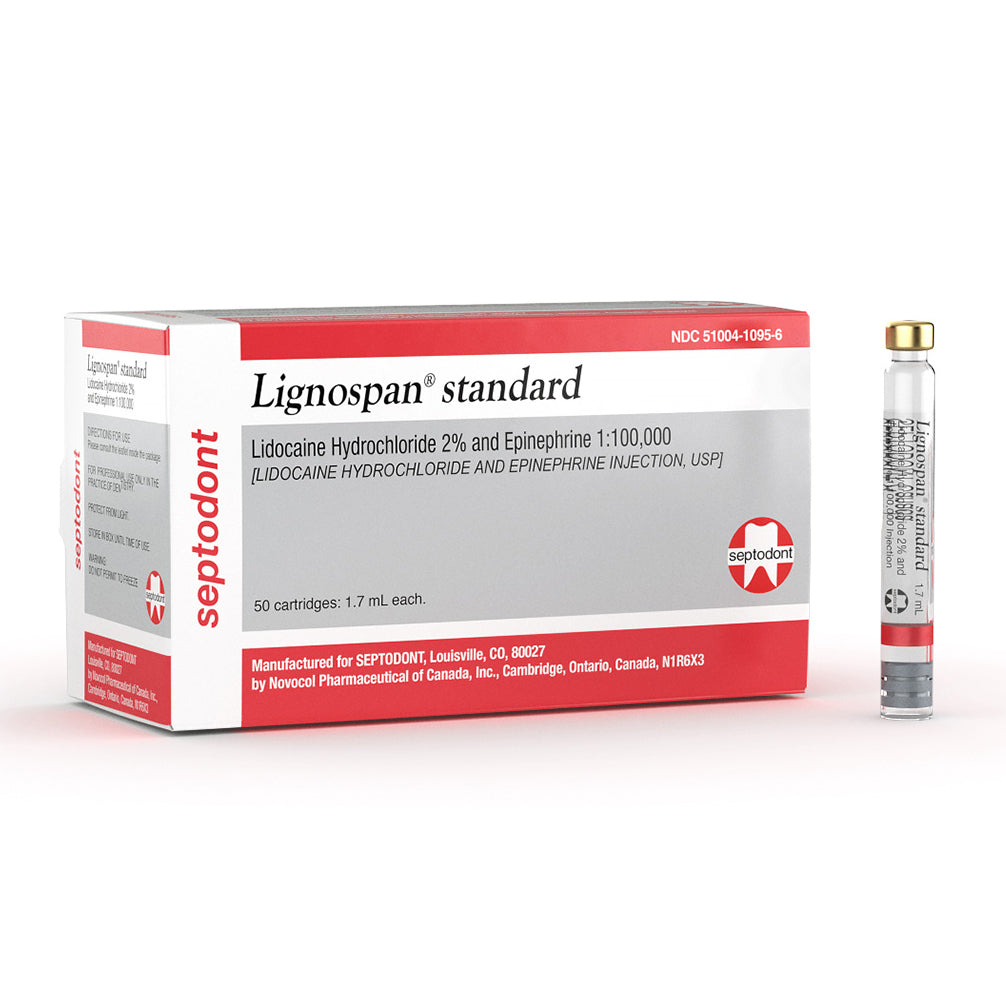 Septodont A1100 Lignospan 2% With Epinephrine 1:100,000 Red 50/Bx 1.7 mL