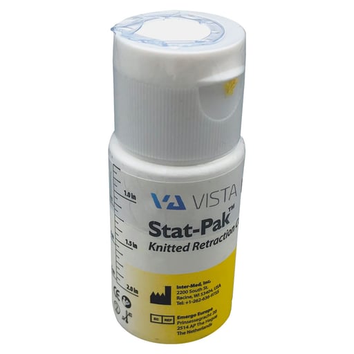 Vista Dental 302615 Stat-Pak Knitted Retraction Cord Size #2 Yellow 100