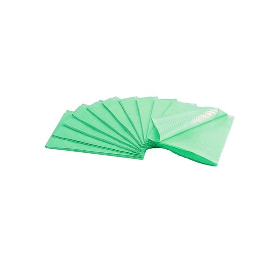 Quala WPADCPGR Dental Patient Bibs 3-Ply Green 13