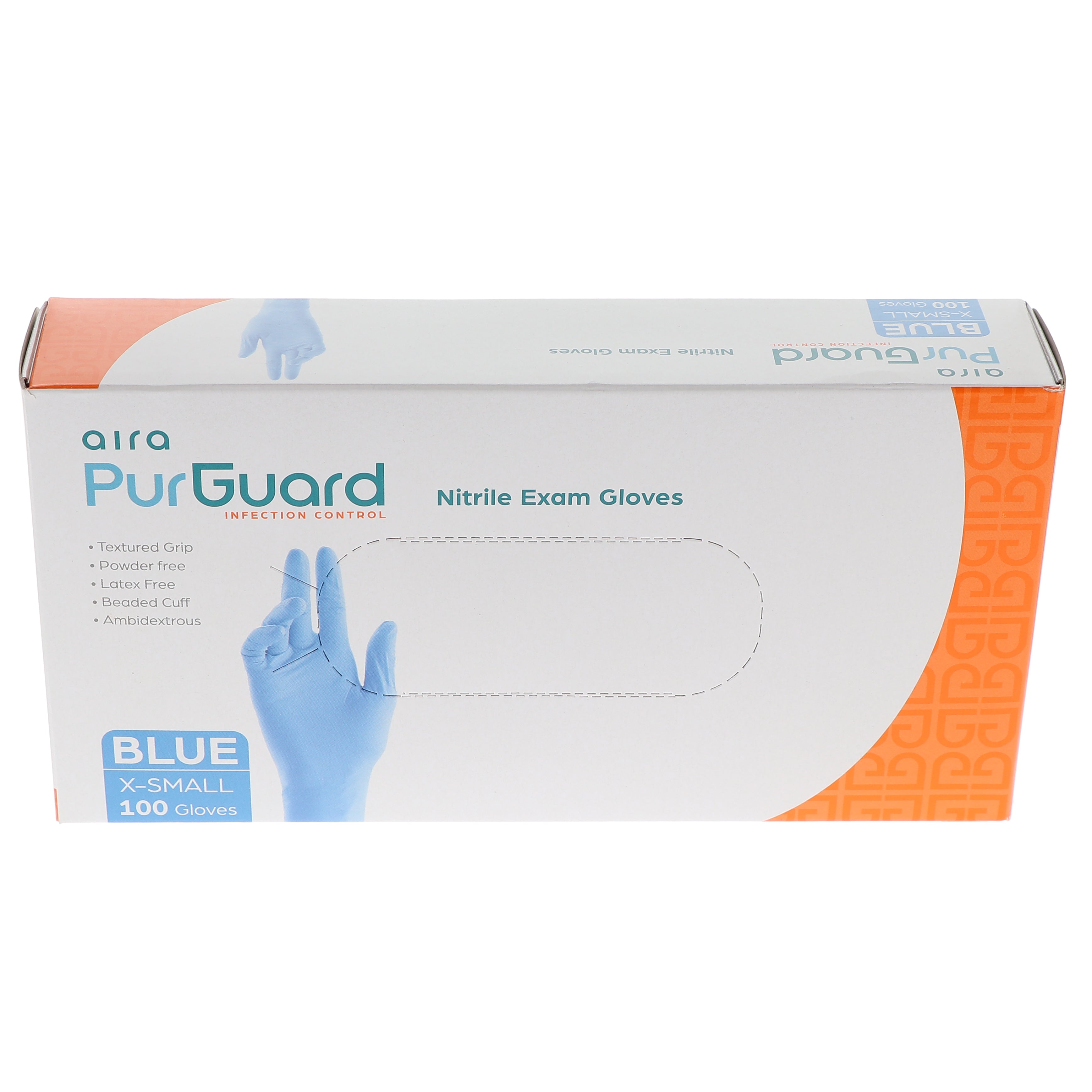 AIRA Nitrile Exam Gloves Powder Free Textured Blue 100/Bx