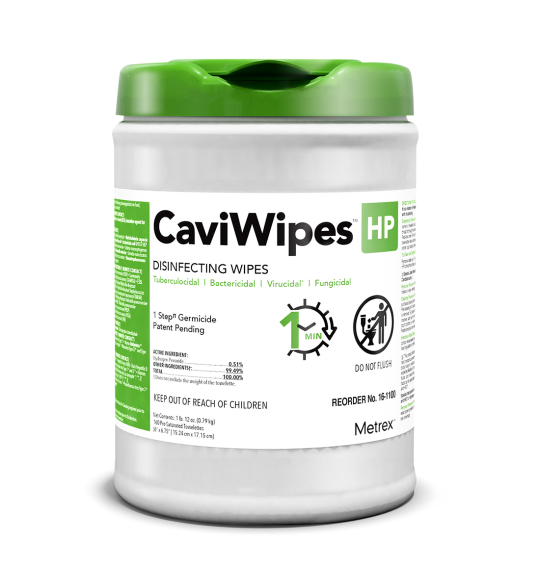 Metrex 16-1100 CaviWipes HP Alcohol-Free Disinfectant Towelettes 6